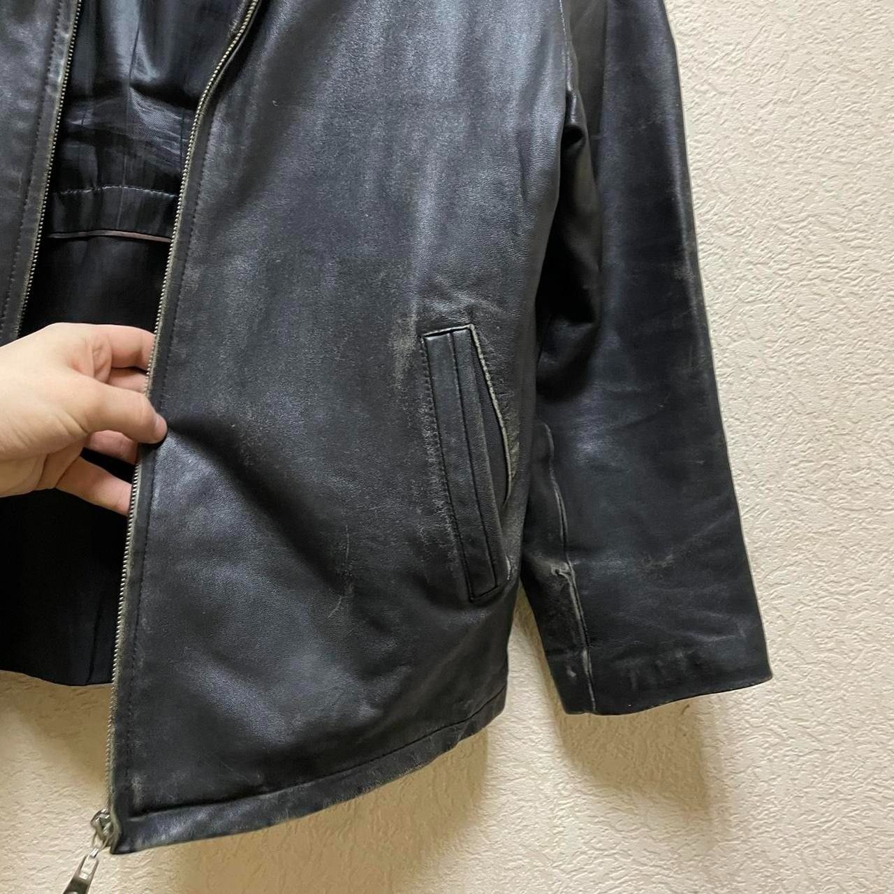 Vintage Vintage Oversized Black Leather Biker Jacket Grunge Logo XXL Size US XXL / EU 58 / 5 - 4 Thumbnail
