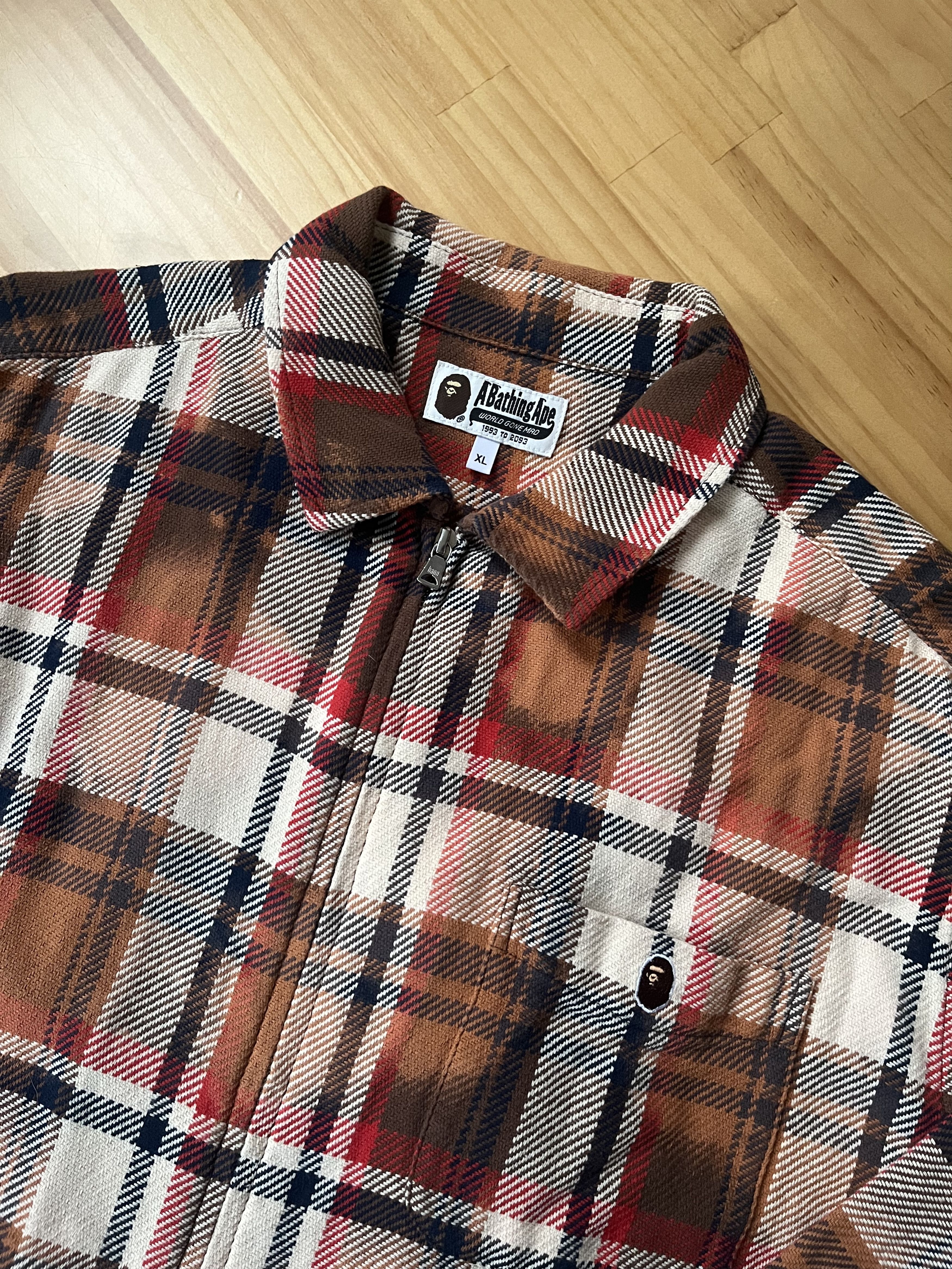 Bape BAPE CHECK FLANNEL ZIP UP SHIRT Size US XL / EU 56 / 4 - 5 Thumbnail