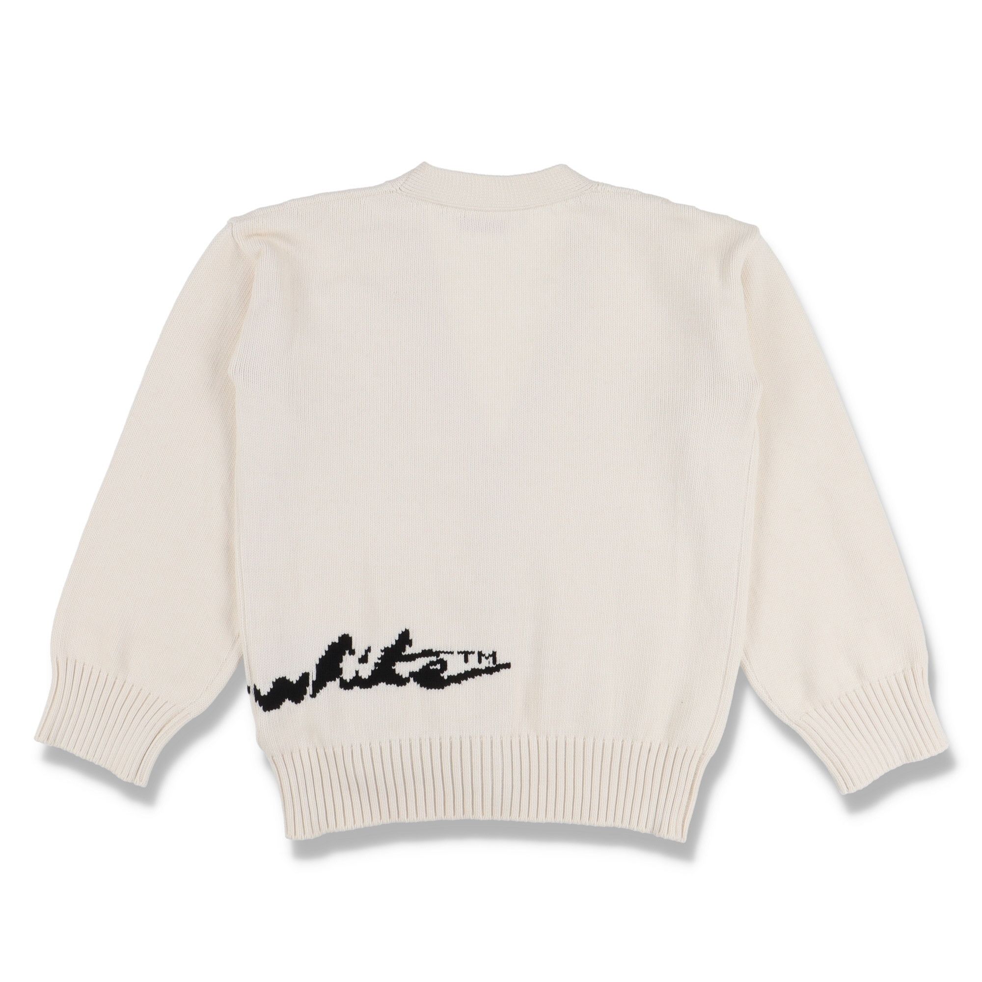 Off-White Ivory Intarsia Logo Knit Cardigan Size L / US 10 / IT 46 - 9 Thumbnail