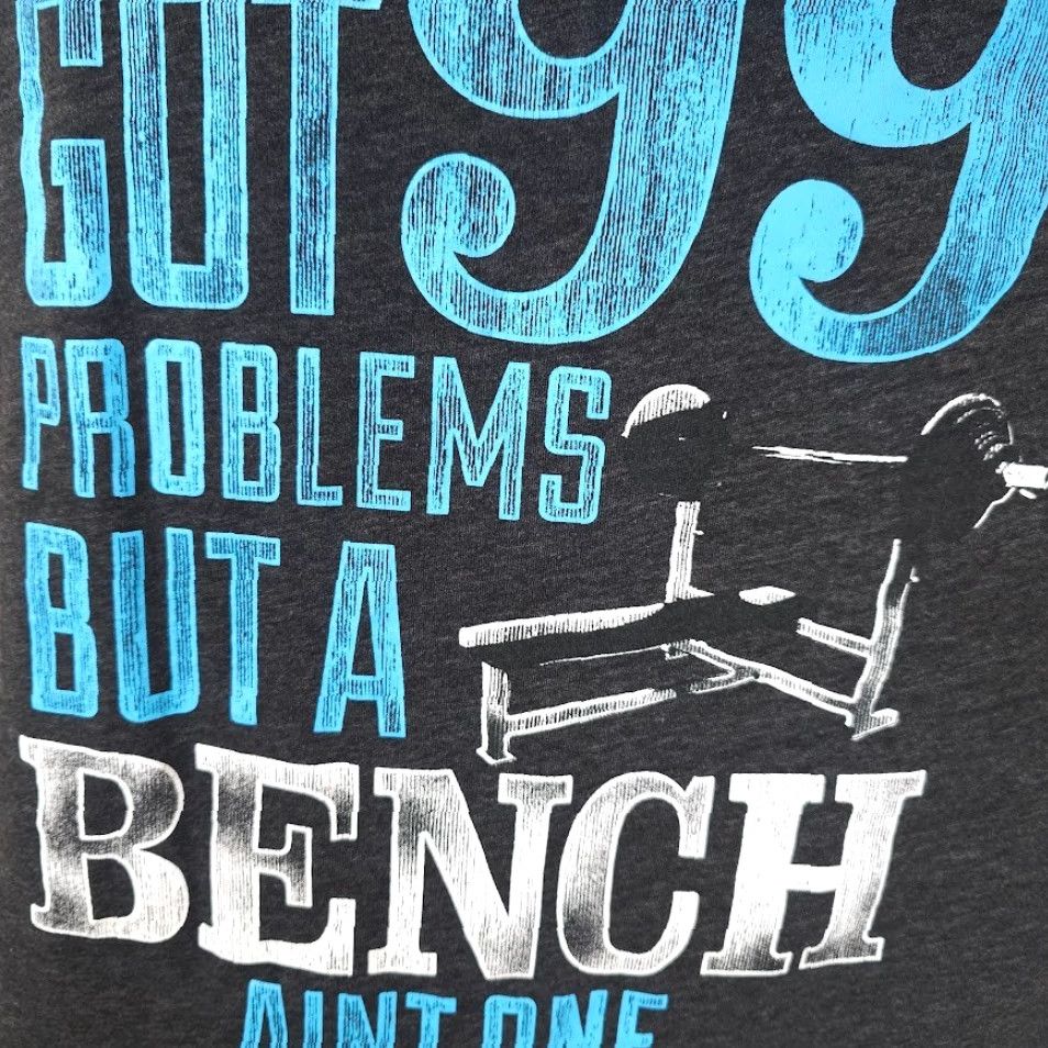 Vintage VINTAGE 99 Problems But A Bench Aint One Tank Top Mens Size Large Gray Workout Gym Size US L / EU 52-54 / 3 - 3 Thumbnail