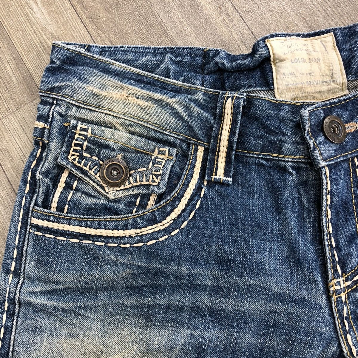 If Six Was Nine × Japanese Brand × Le Grande Bleu (L.G.B.) 2000s Lolita Jeans Distressed Faded Bootcut Flared Jeans Size US 31 - 7 Thumbnail
