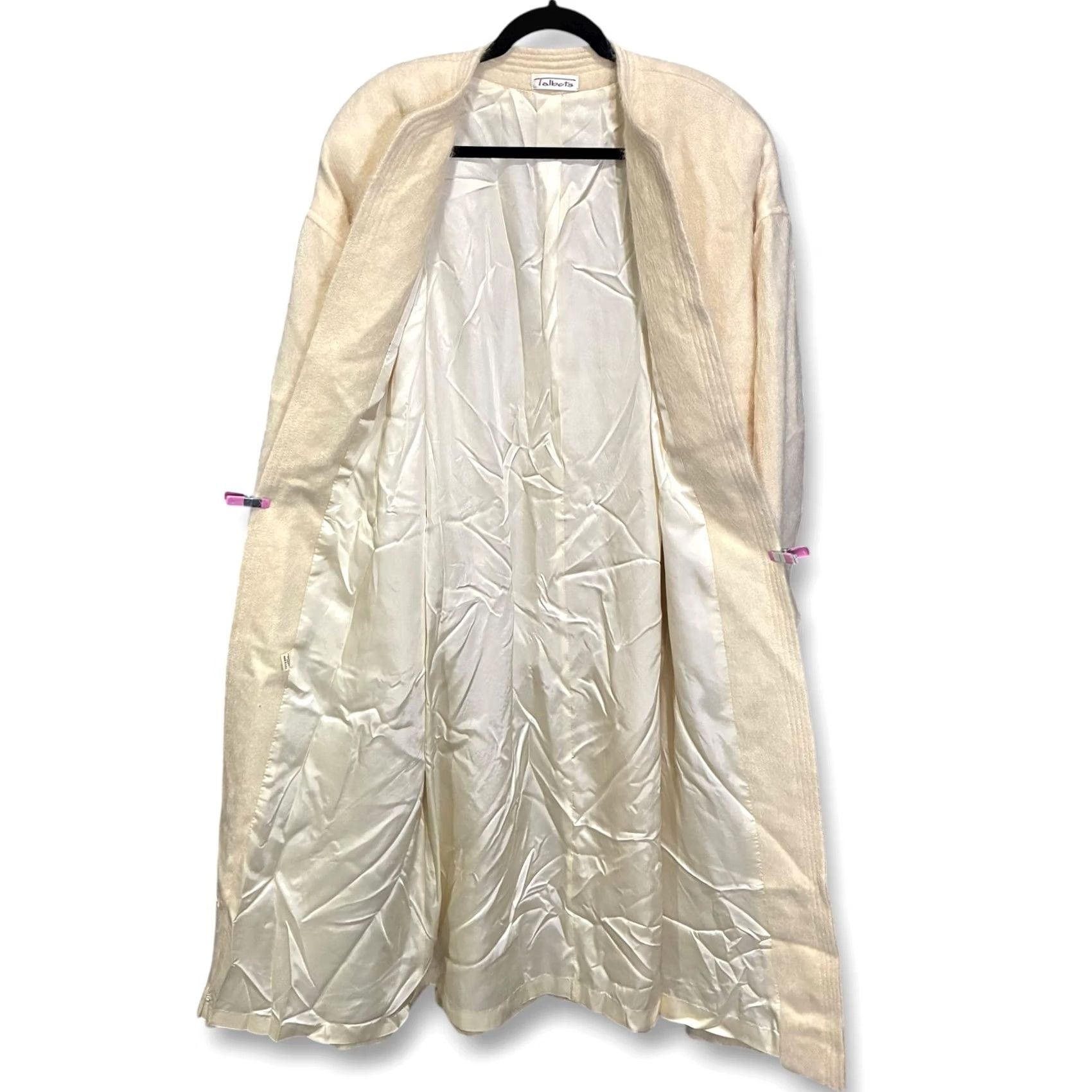 Talbots VINTAGE Talbots Coat Overcoat Women's Wool Cream Long Open Front 80s XL Jacket Style Pocket Padded Shoulders Size XL / US 12-14 / IT 48-50 - 2 Thumbnail