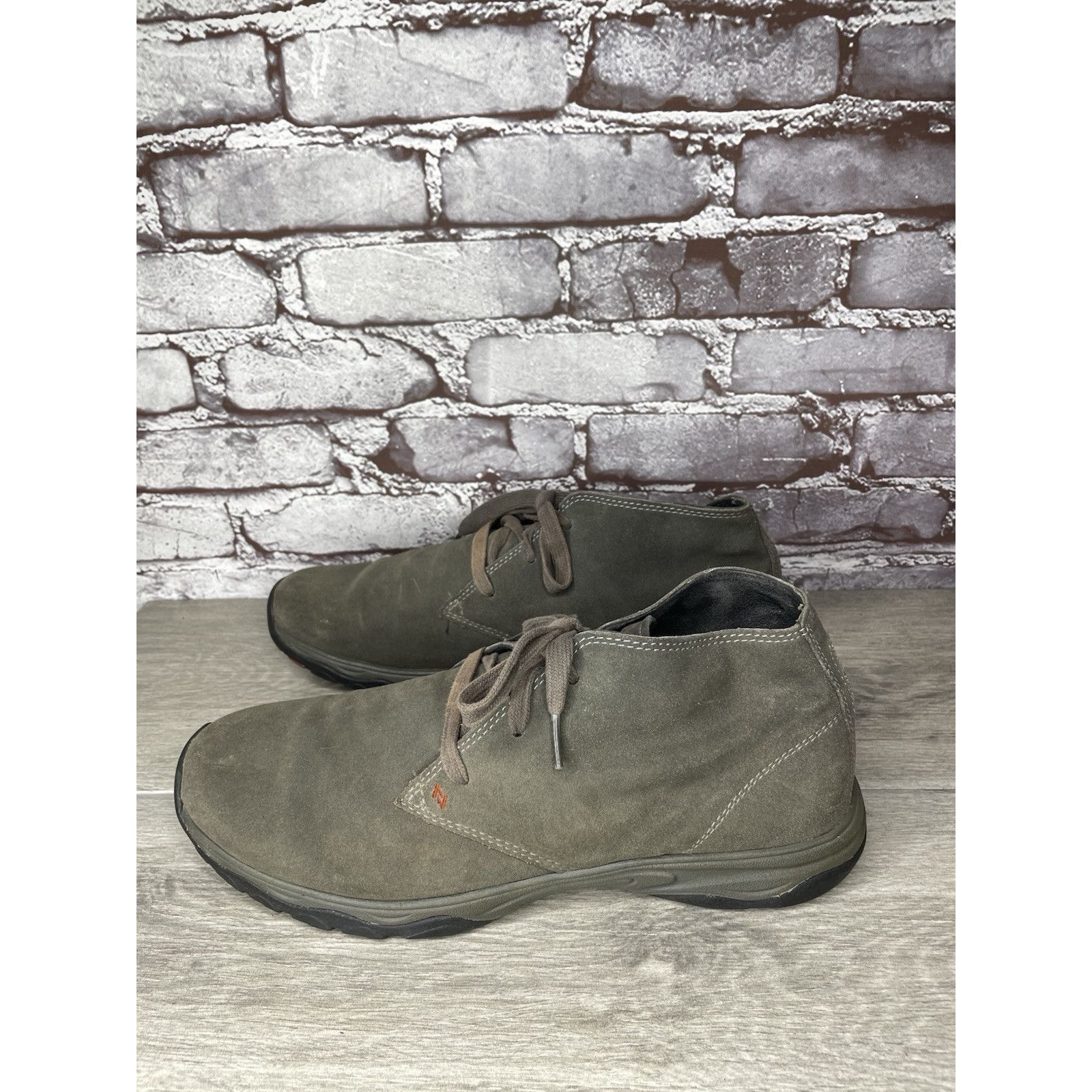 Eddie Bauer Eddie Bauer Green Brown Suede Leather Mid Lace Up Desert Boo Size US 11.5 / EU 44-45 - 17 Thumbnail