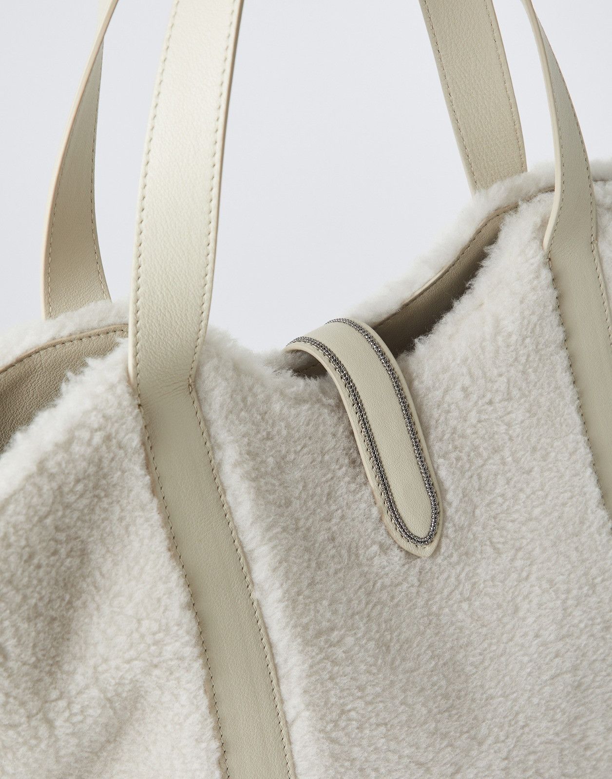 Brunello Cucinelli o1la1rc1a0225 Size: OS / Fur Shopper Bag in White Size ONE SIZE - 2 Thumbnail