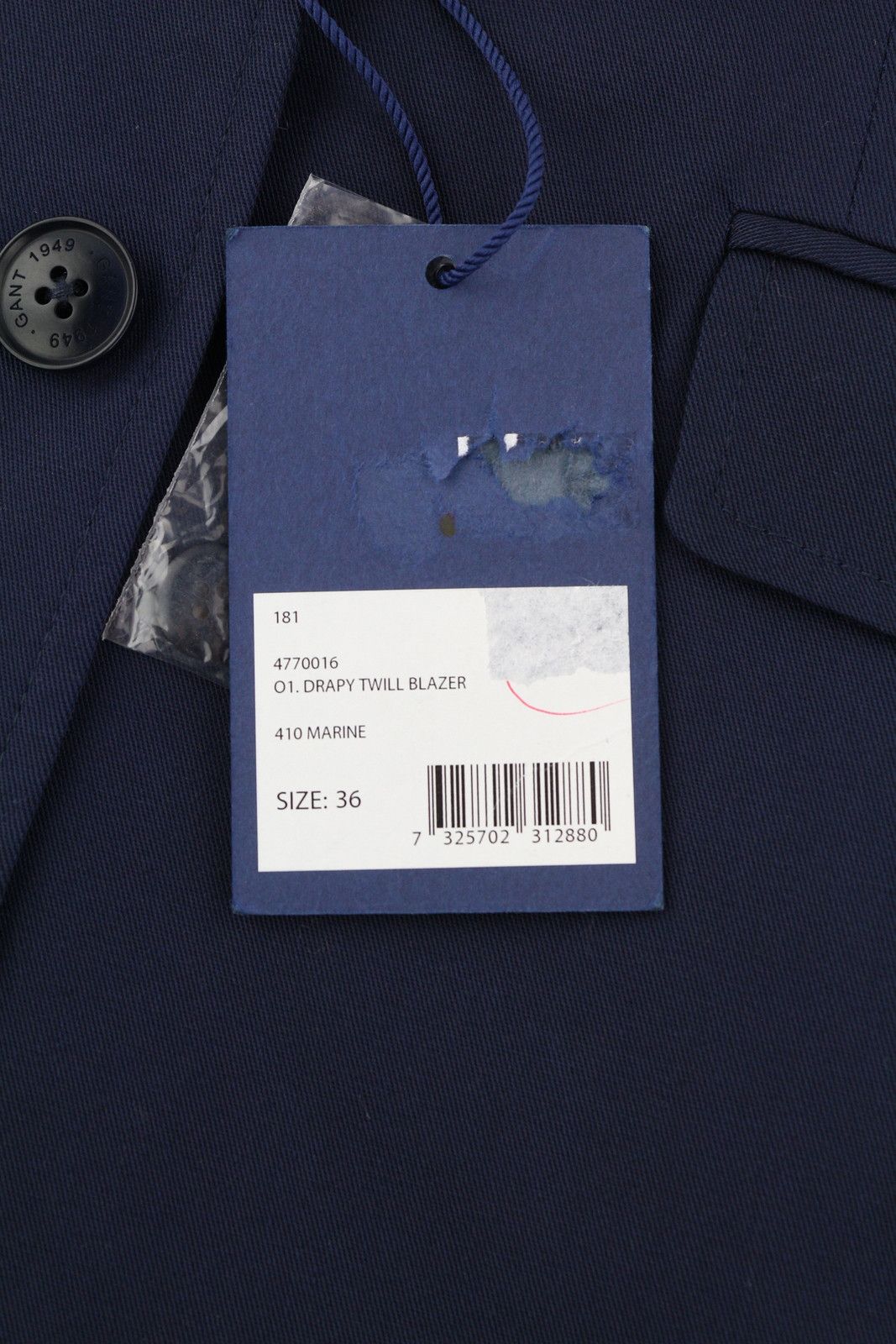 Gant DRAPY TWILL EU36 Dark Blue Notch Lapel Blazer 85311 Size S / US 4 / IT 40 - 11 Thumbnail