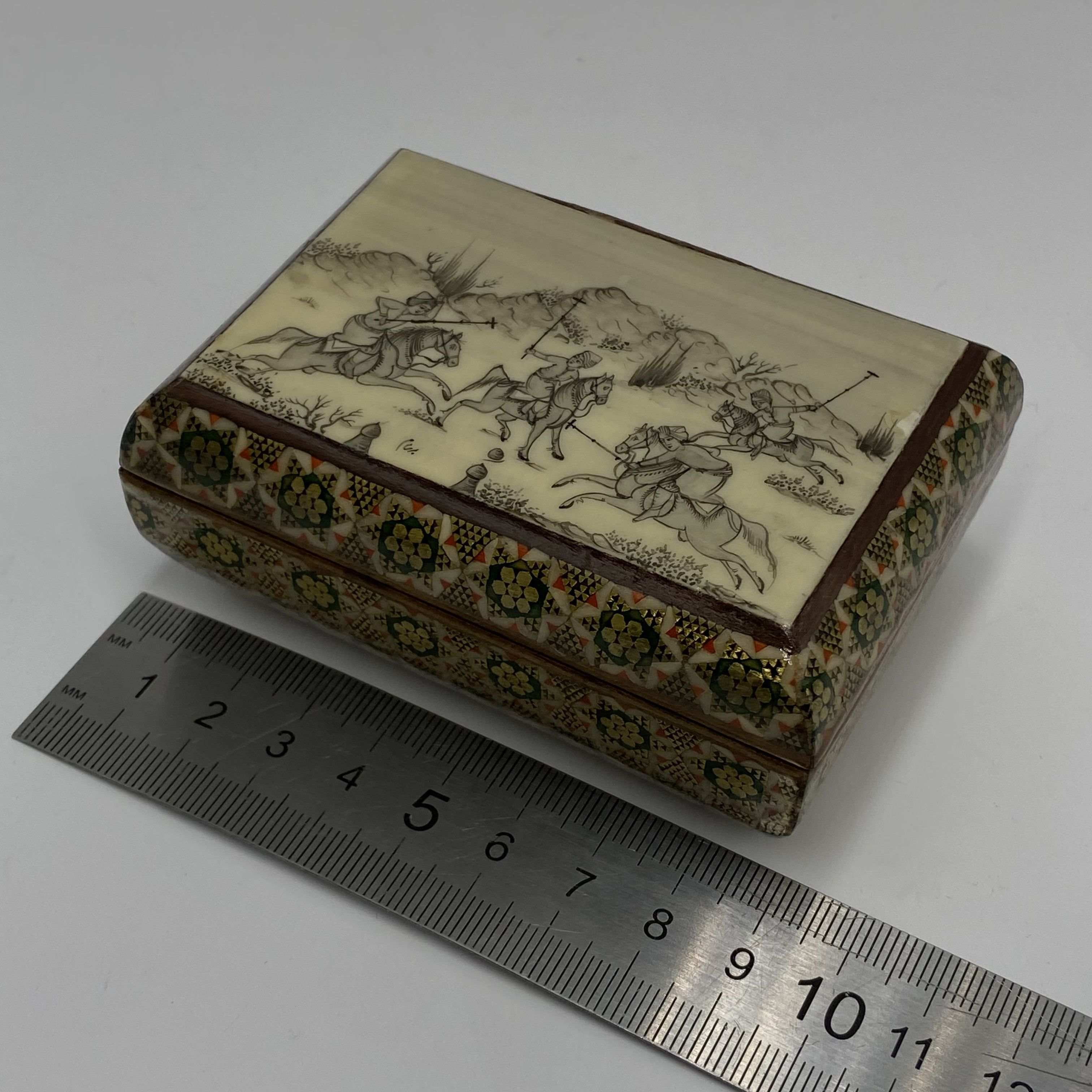 Vintage Vintage Persian Hand Painted Mosaic Trinket Jewelry Box Polo Size ONE SIZE - 6 Thumbnail