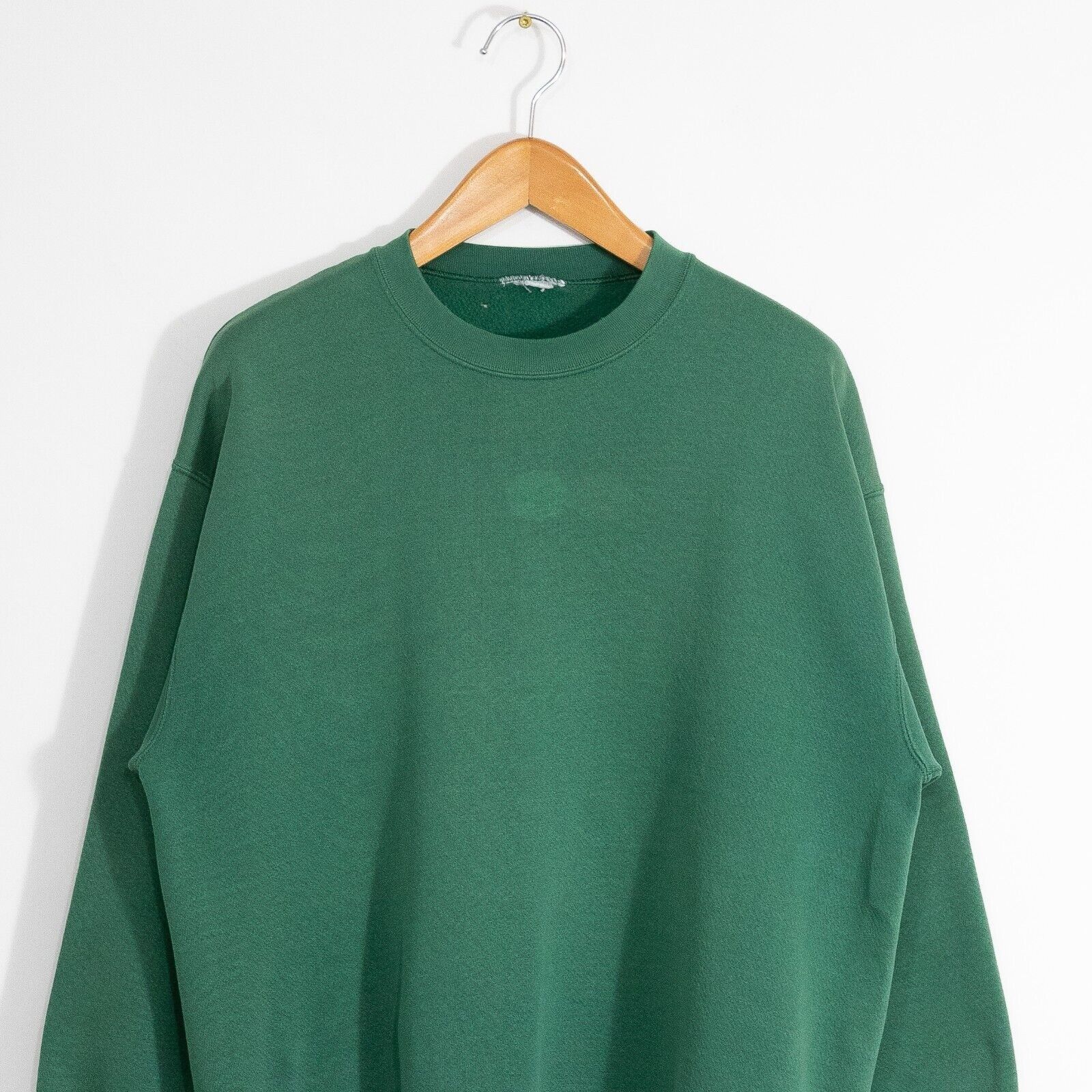 Vintage Vintage 90s Green Blank Sweatshirt XL - Faded Distressed Size US XL / EU 56 / 4 - 2 Thumbnail