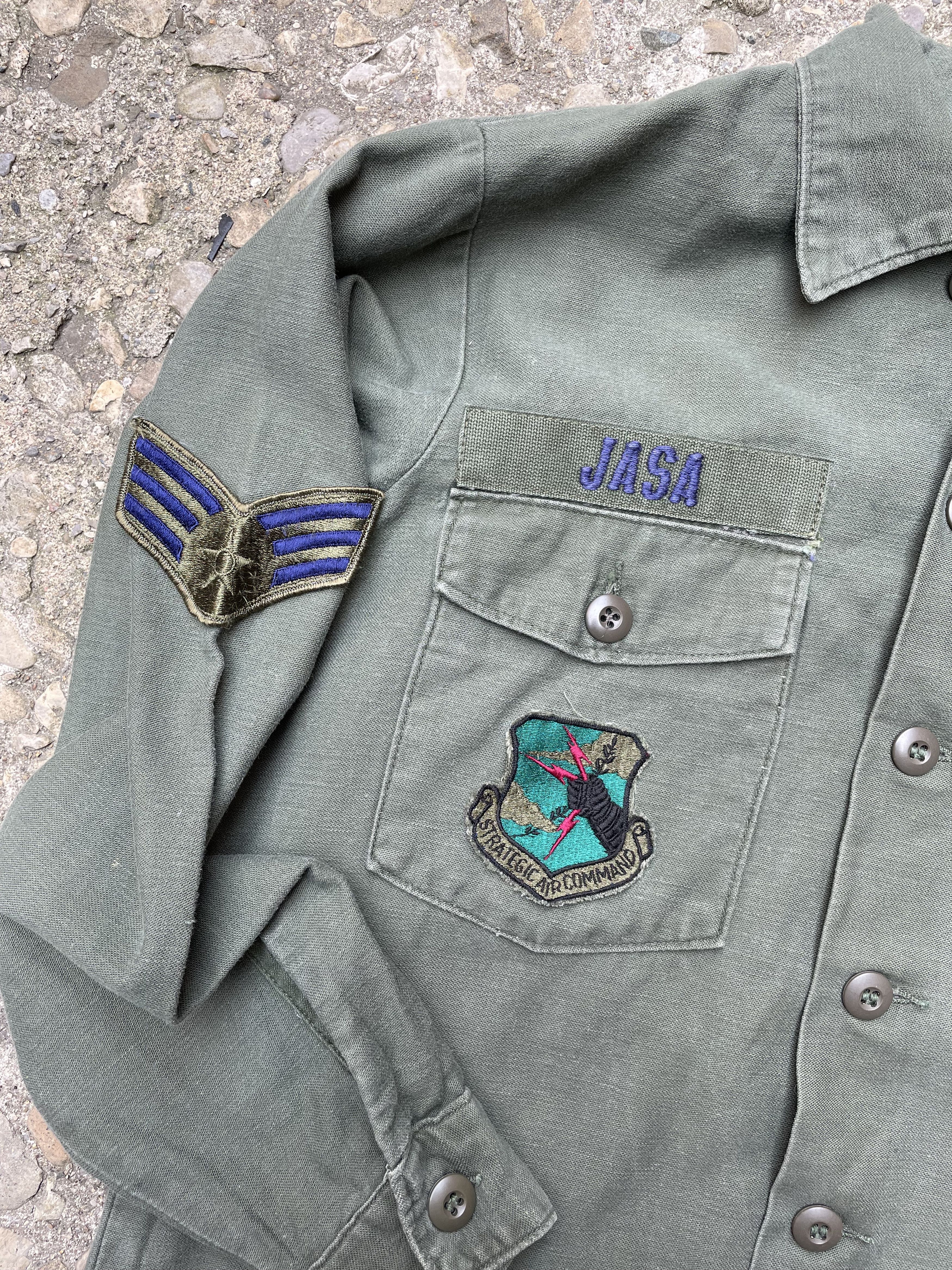 Vintage VTG 1976 US Air Force OG-107 Cotton Sateen Utility Shirt Size US L / EU 52-54 / 3 - 4 Thumbnail