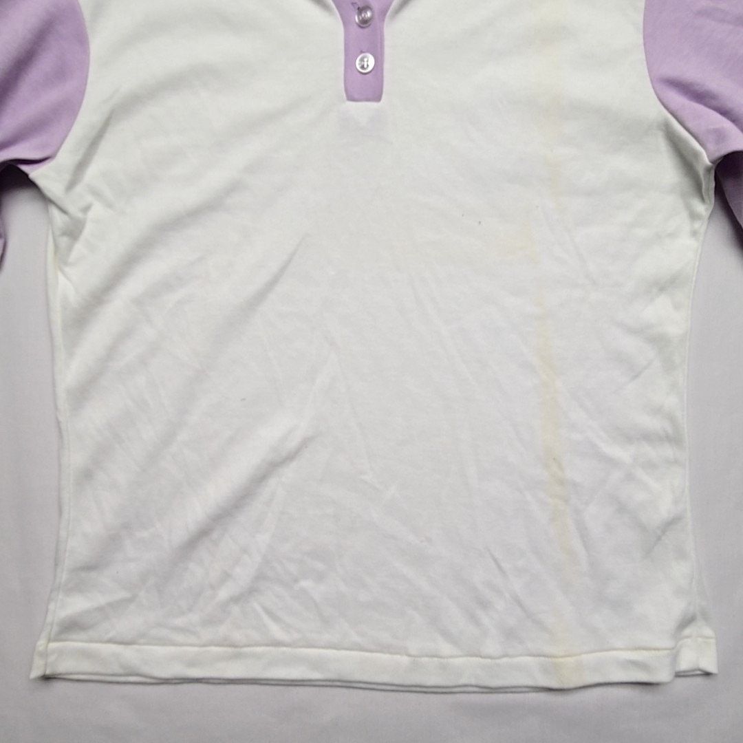 Vintage Vintage Le Riche Henley Shirt Purple White 3/4 Sleeve S 80s Size S / US 4 / IT 40 - 2 Thumbnail