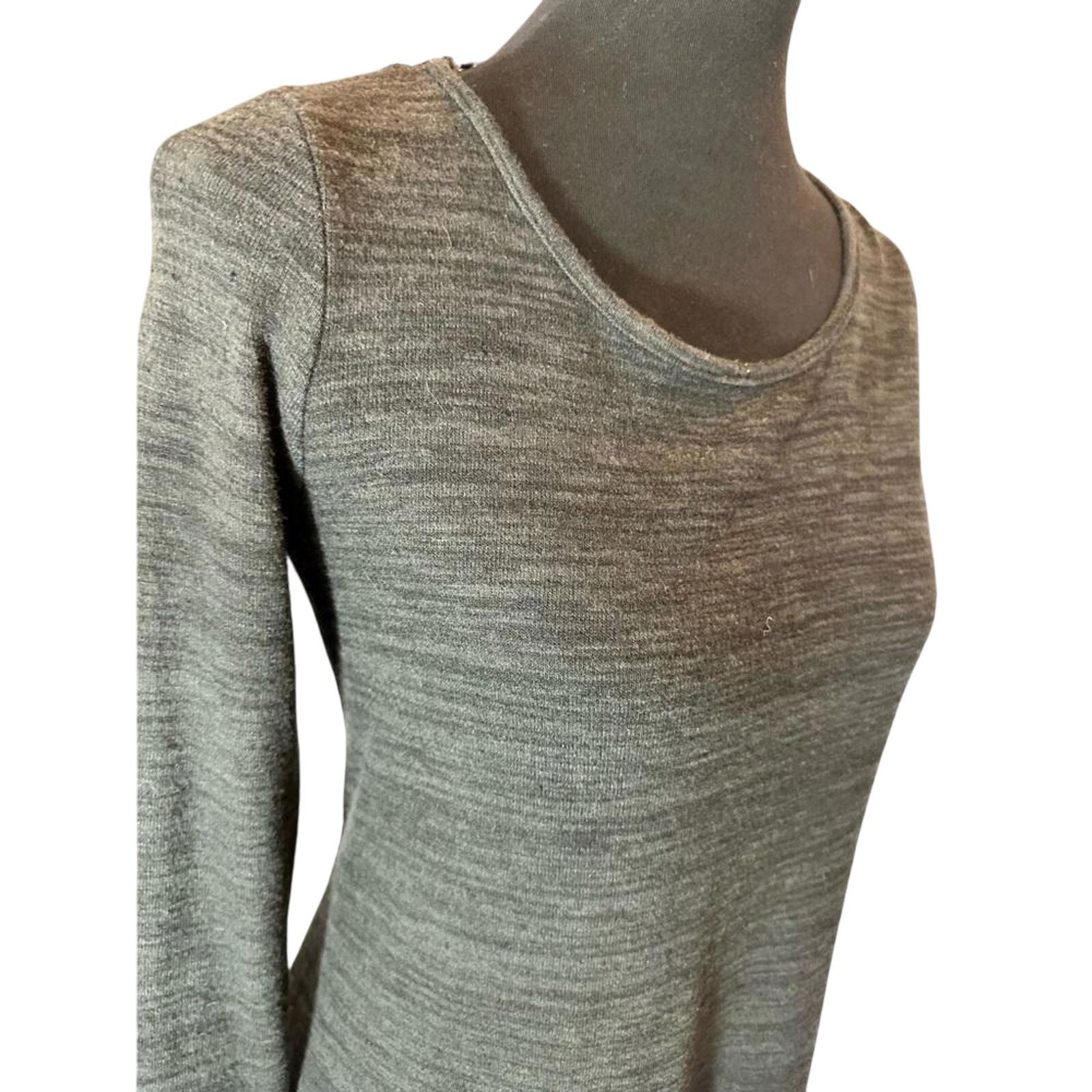 Designer NWT Elegant Gray Long Sleeve Dress with Lace Detail Size XS / US 0-2 / IT 36-38 - 3 Thumbnail