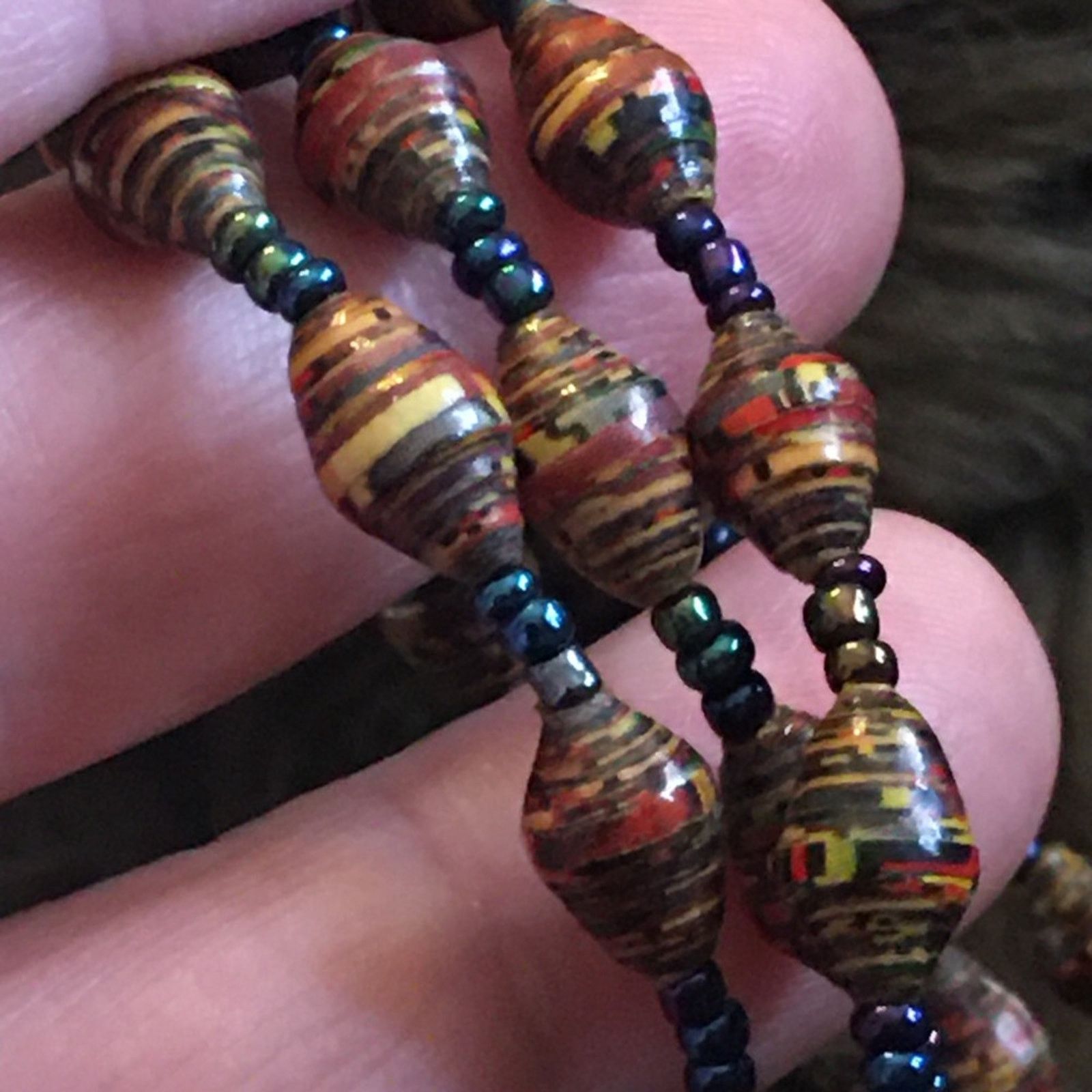 Jewelry Handmade multi strand paper bead choker necklace Size ONE SIZE - 7 Thumbnail