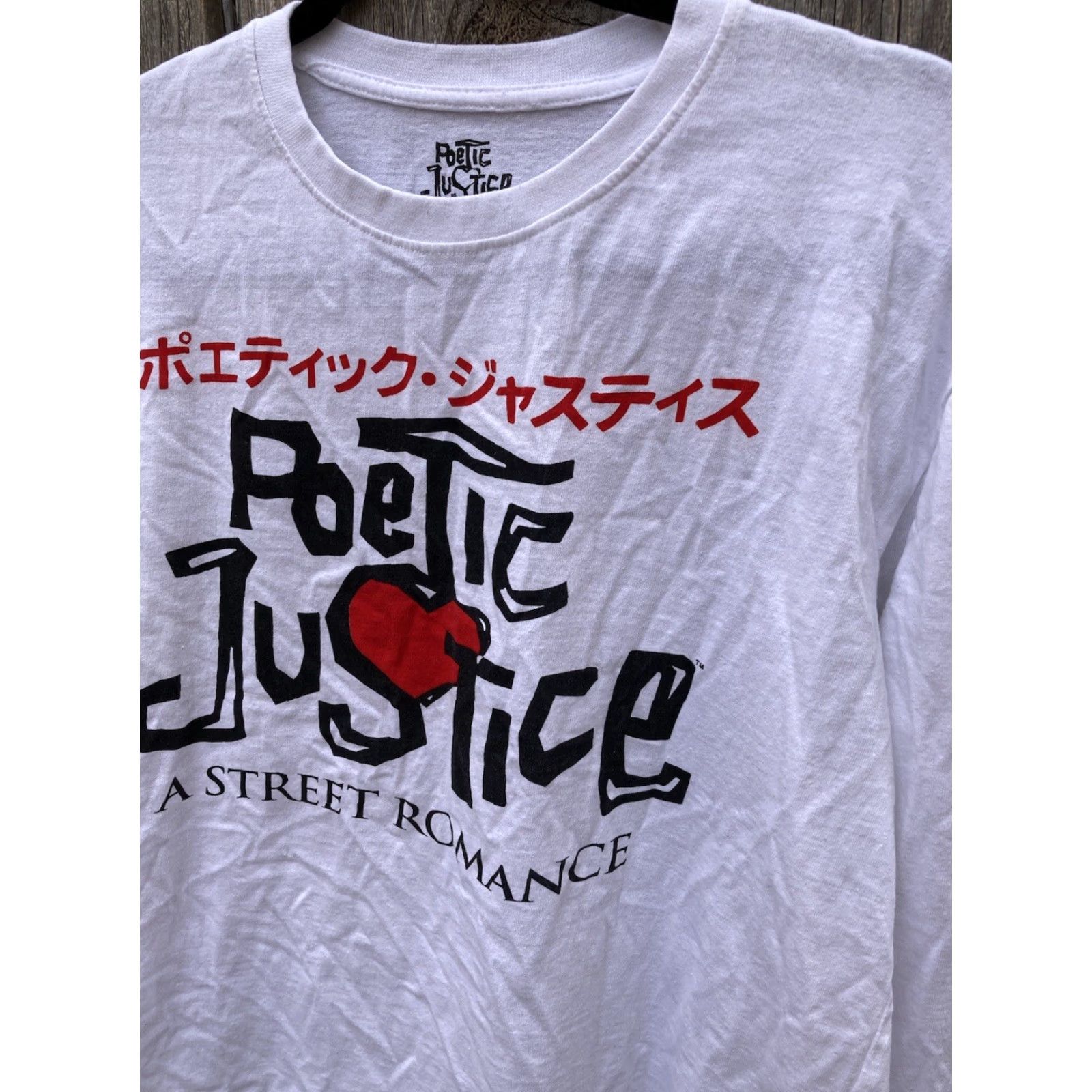 Vintage Poetic Justice T-Shirt White 2Pac Face LS Mens L 90s Hip Hop Movie Japanese Film Embroidered Logo Size US L / EU 52-54 / 3 - 3 Thumbnail