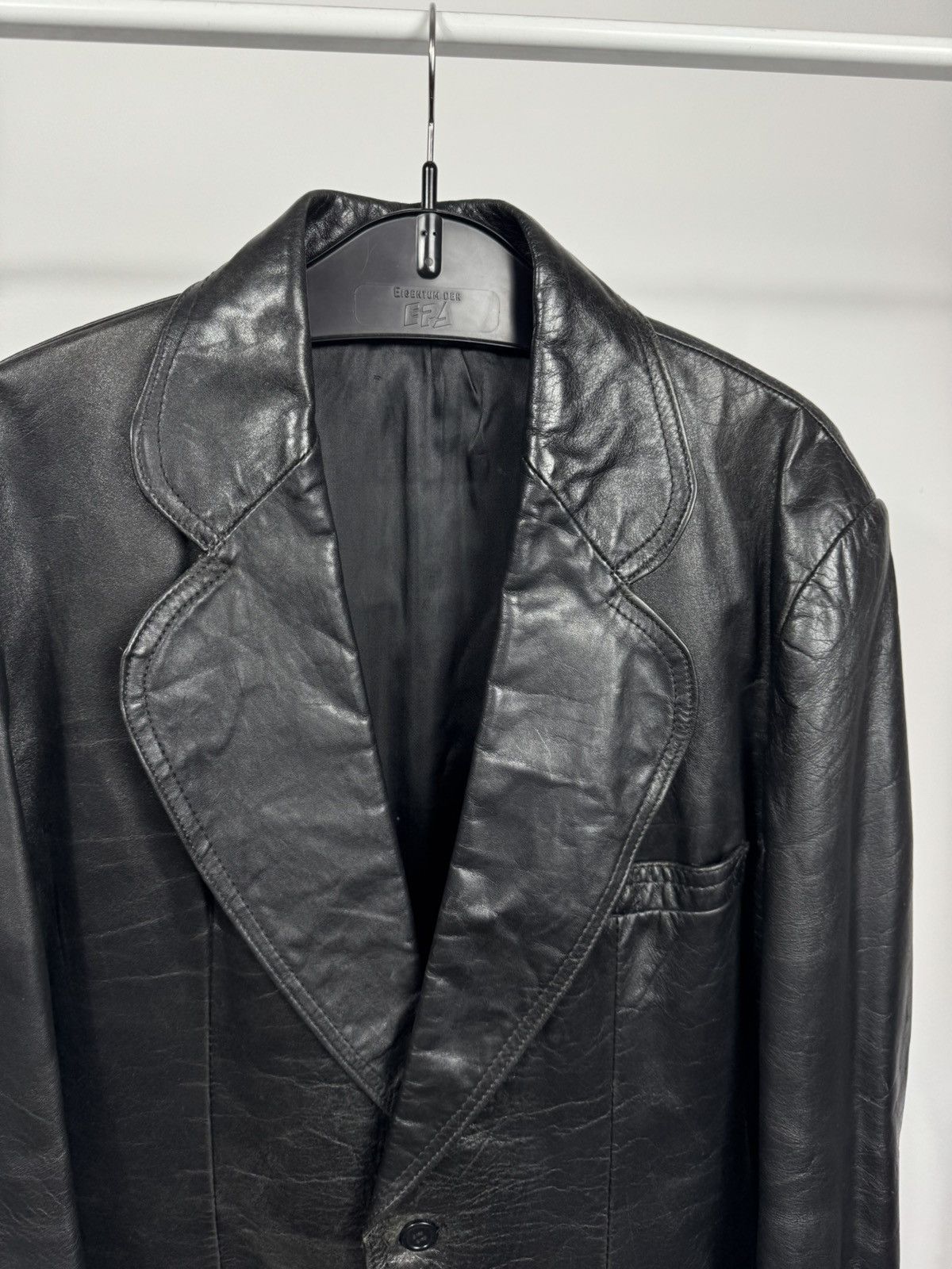 Leather Vintage Heavy Black Leather Blazer Jacket Coat Retro Classic Size US L / EU 52-54 / 3 - 3 Thumbnail