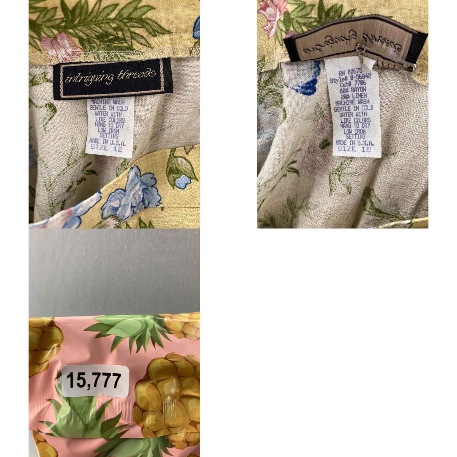 Vintage VINTAGE Intriguing Threads Maxi Skirt Womens 12 USA Made Yellow Floral 1980s Size 34" / US 12 / IT 48 - 8 Thumbnail