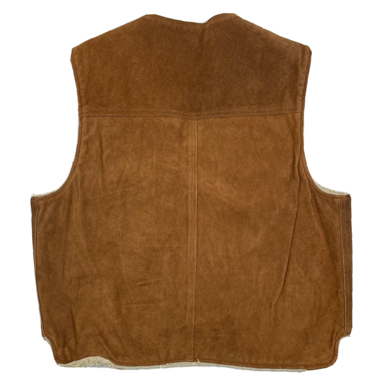 Sears VINTAGE Sears Fieldmaster Vest - Suede Leather L Sherpa Lined Western Cowboy Outdoors Outerwear Mens Vest L Brown Sh 70s 80s Size US L / EU 52-54 / 3 - 4 Thumbnail