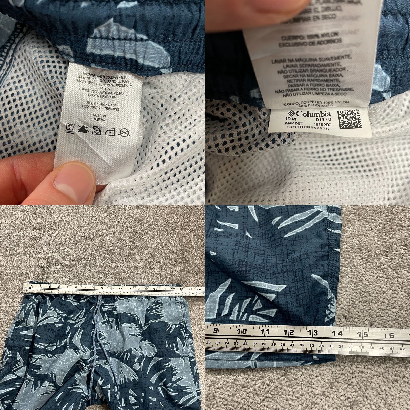 Vintage Columbia Shorts Adult XL Blue Floral Nylon Drawstring Pocket Beach Mens Size US 36 / EU 52 - 8 Thumbnail