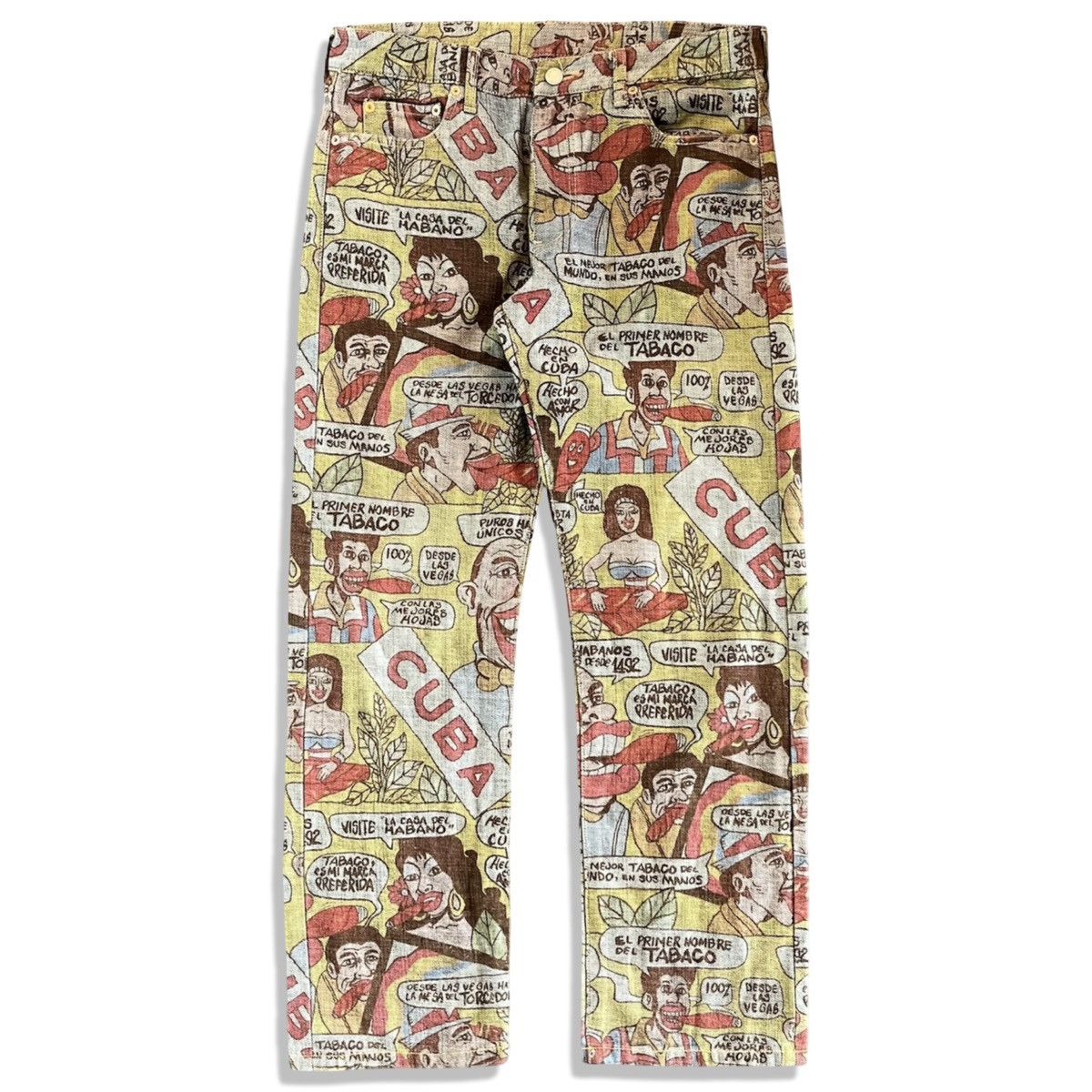 Junya Watanabe 2002 Comme Des Garçons Cuba Print Denim Jeans Size US 32 / EU 48 - 1 Thumbnail