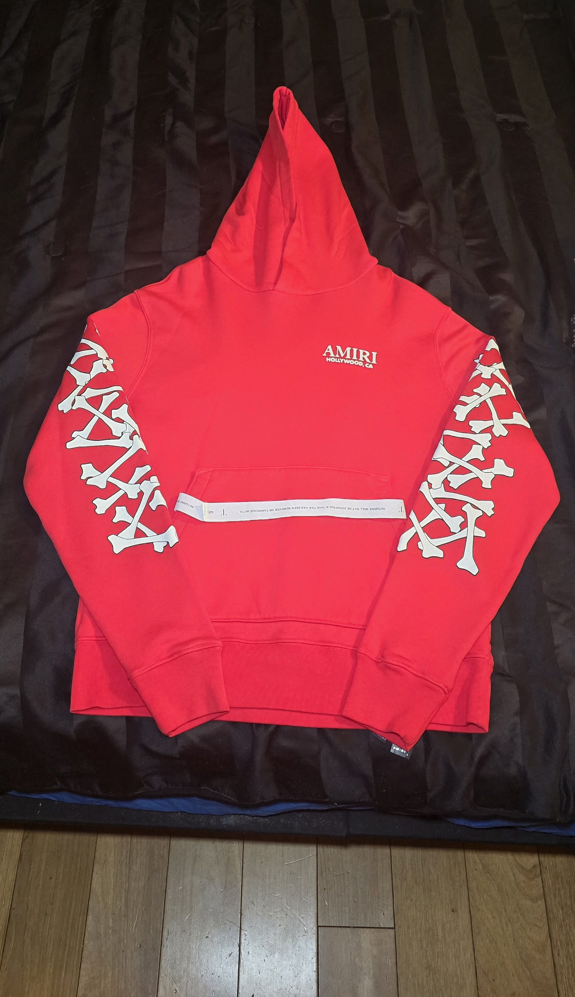 AMIRI BONES STACKED HOODIE RED SZ L
