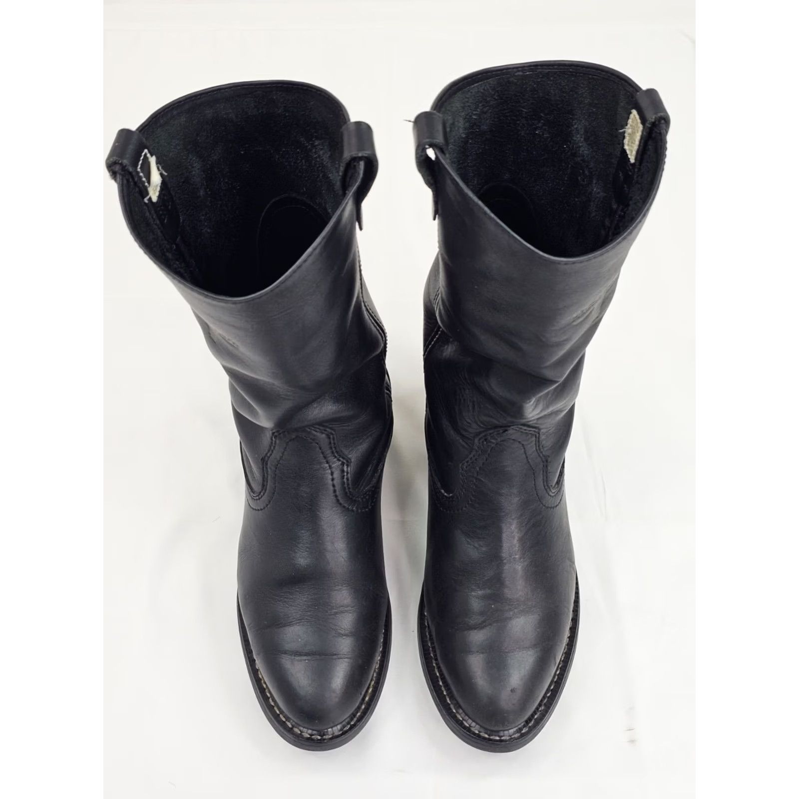 Vintage Mason Western 981 Work Boots Men 7 EEE Black Leather Pull On Wellington Mid-Calf Western Boots Men 7 EEE Black Leather Size US 7 / EU 40 - 7 Thumbnail