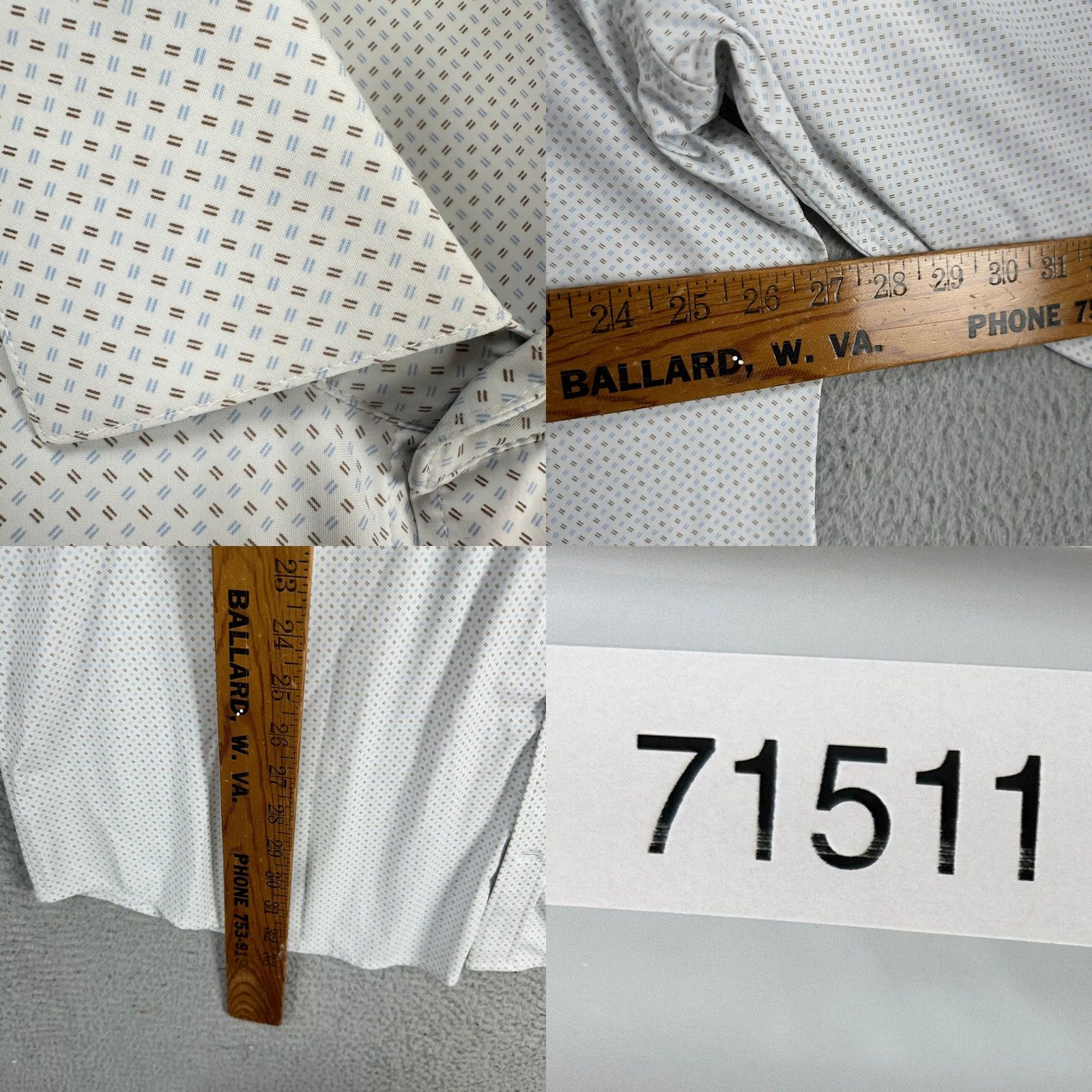 Vintage J. Hilburn Button Up Shirt Geometric White 2XL Mens Long Sleeve Regular Stretch Performance Shirt Size US XXL / EU 58 / 5 - 8 Thumbnail
