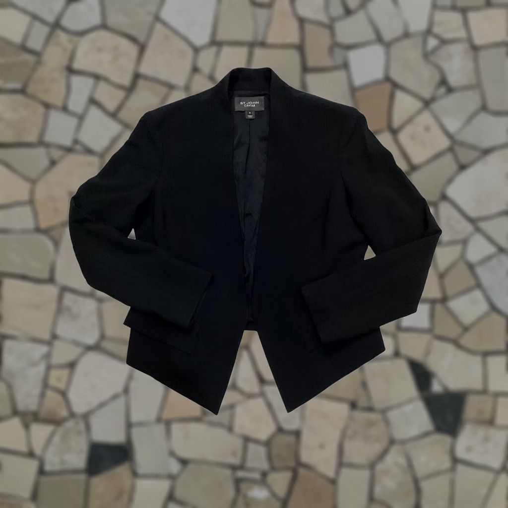 St. John St. John Caviar Blazer Shirt Womens 12 Black Open Face Blazer Pant Suit Formal Like New Size XL / US 12-14 / IT 48-50 - 1 Thumbnail