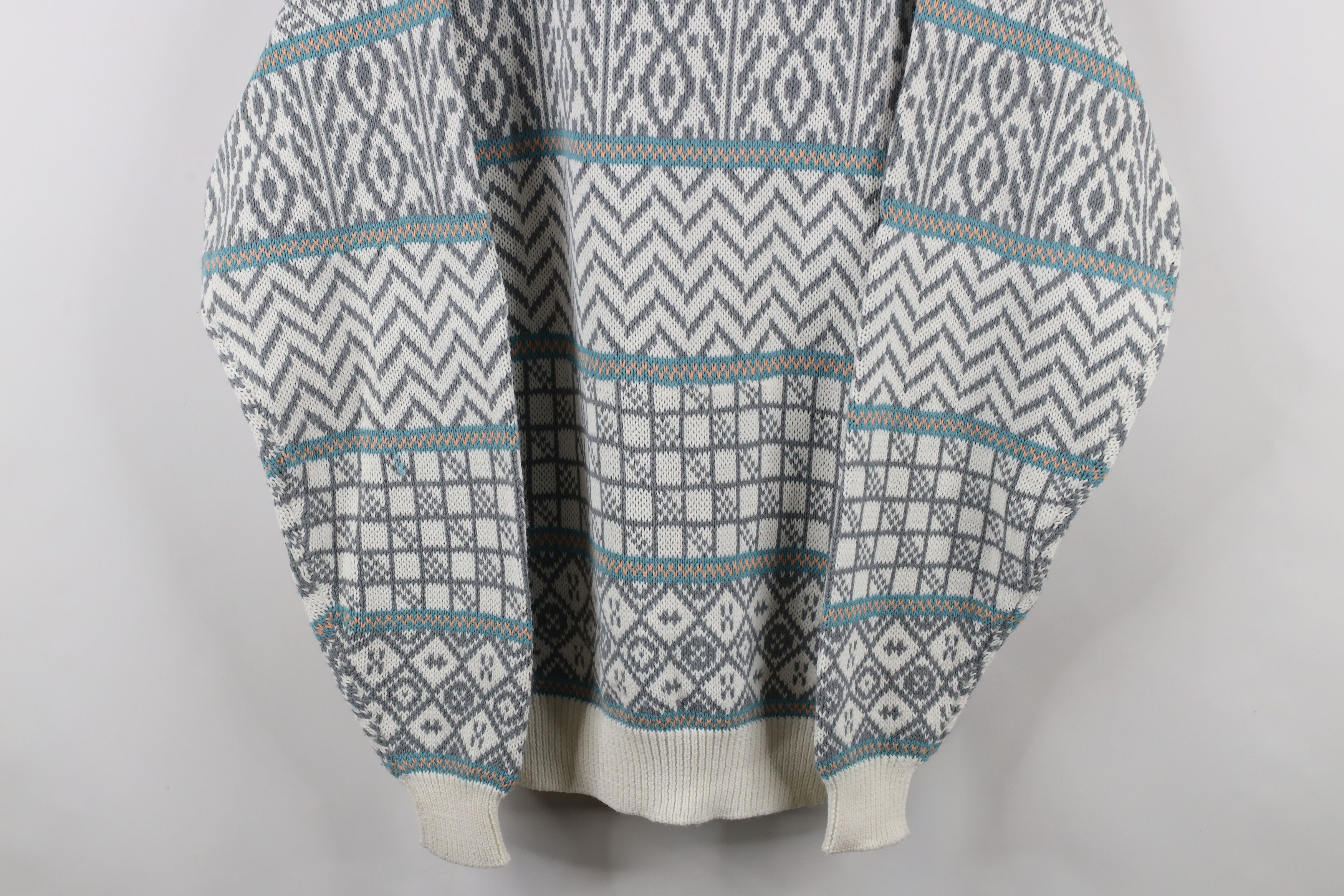 Vintage Vintage 90s Streetwear Geometric Knit Grandpa Dad Sweater Size US XL / EU 56 / 4 - 3 Thumbnail