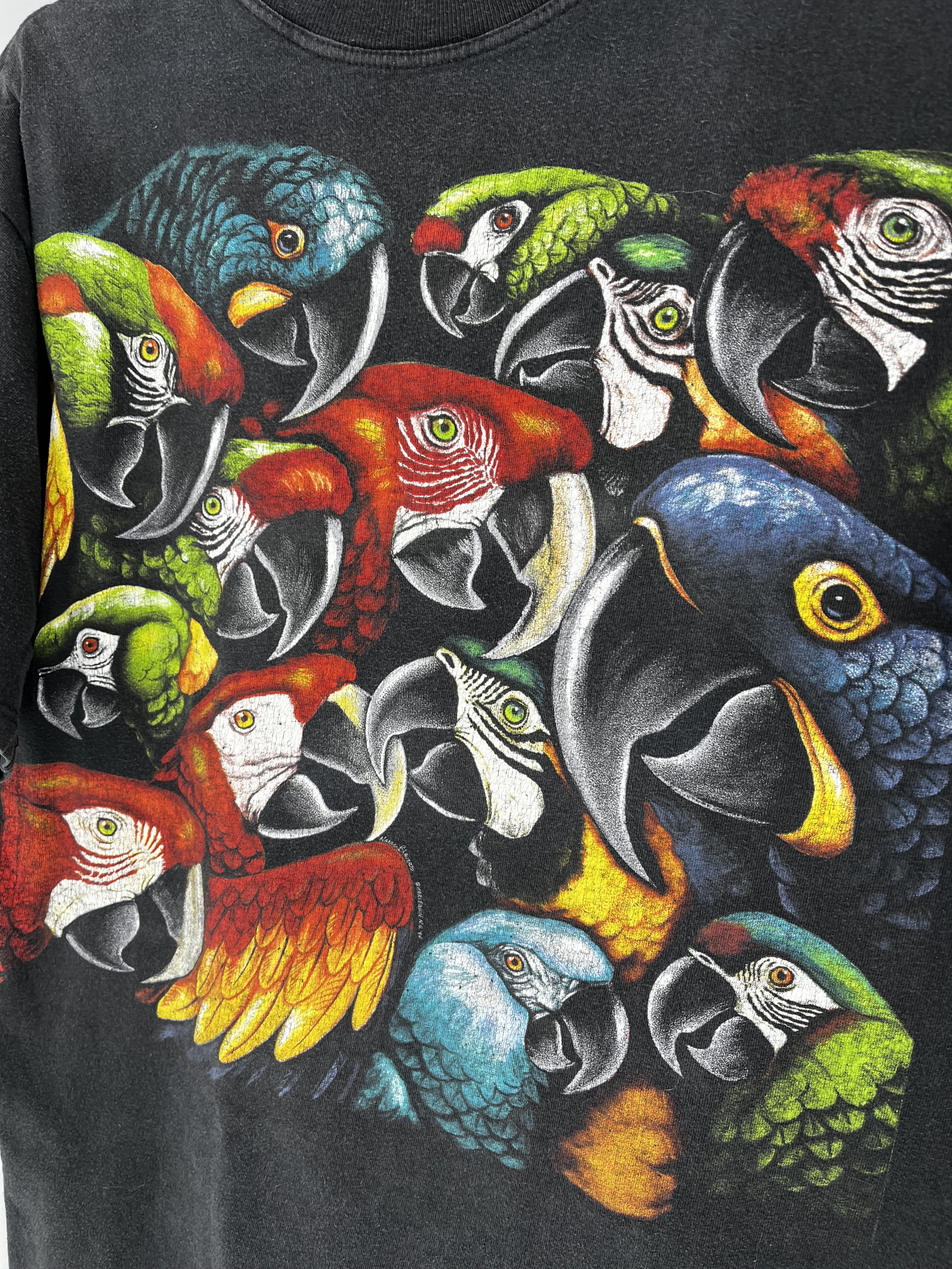 Vintage Harlequin Parrots Bird 1994 Black All-Over vintage Rare Size US M / EU 48-50 / 2 - 7 Thumbnail