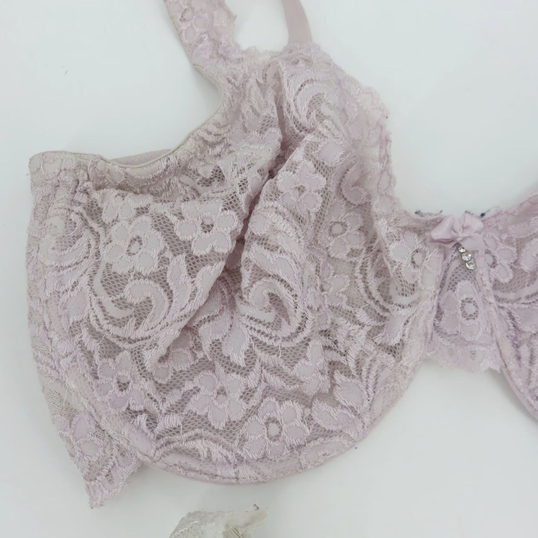Vintage Smart & Sexy Bra 38DD Purple White Underwire Lace Unlined Style SA964 Lot of 2 Size ONE SIZE - 2 Thumbnail