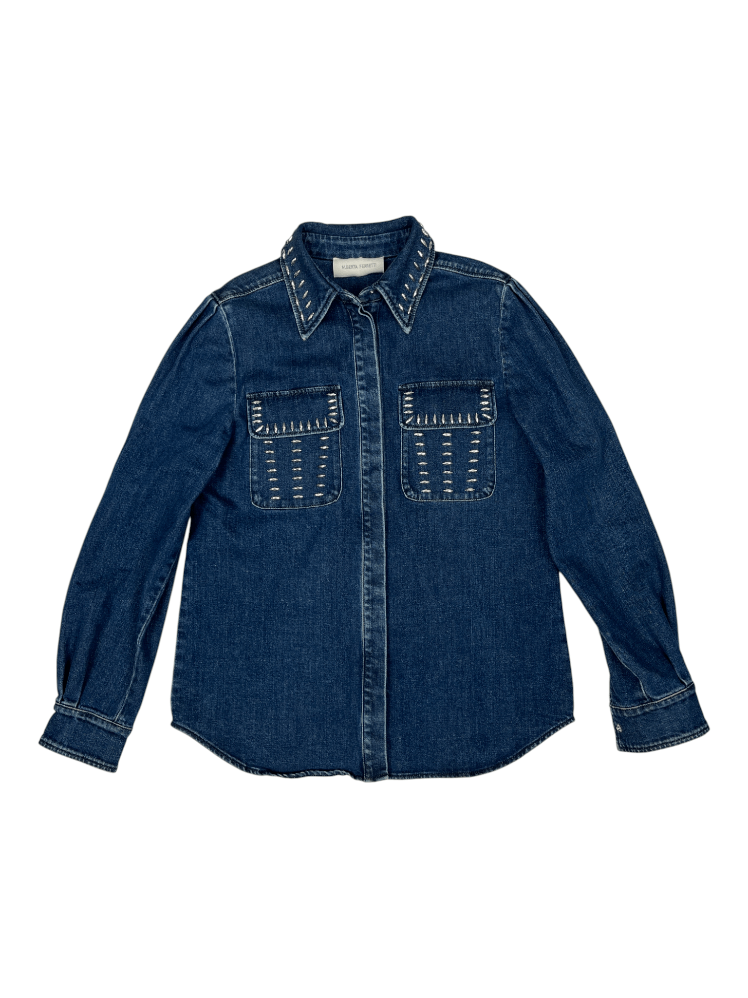 Alberta Ferretti Alberta Ferretti Denim Long Sleeve Shirt Size S / US 4 / IT 40 - 1 Thumbnail