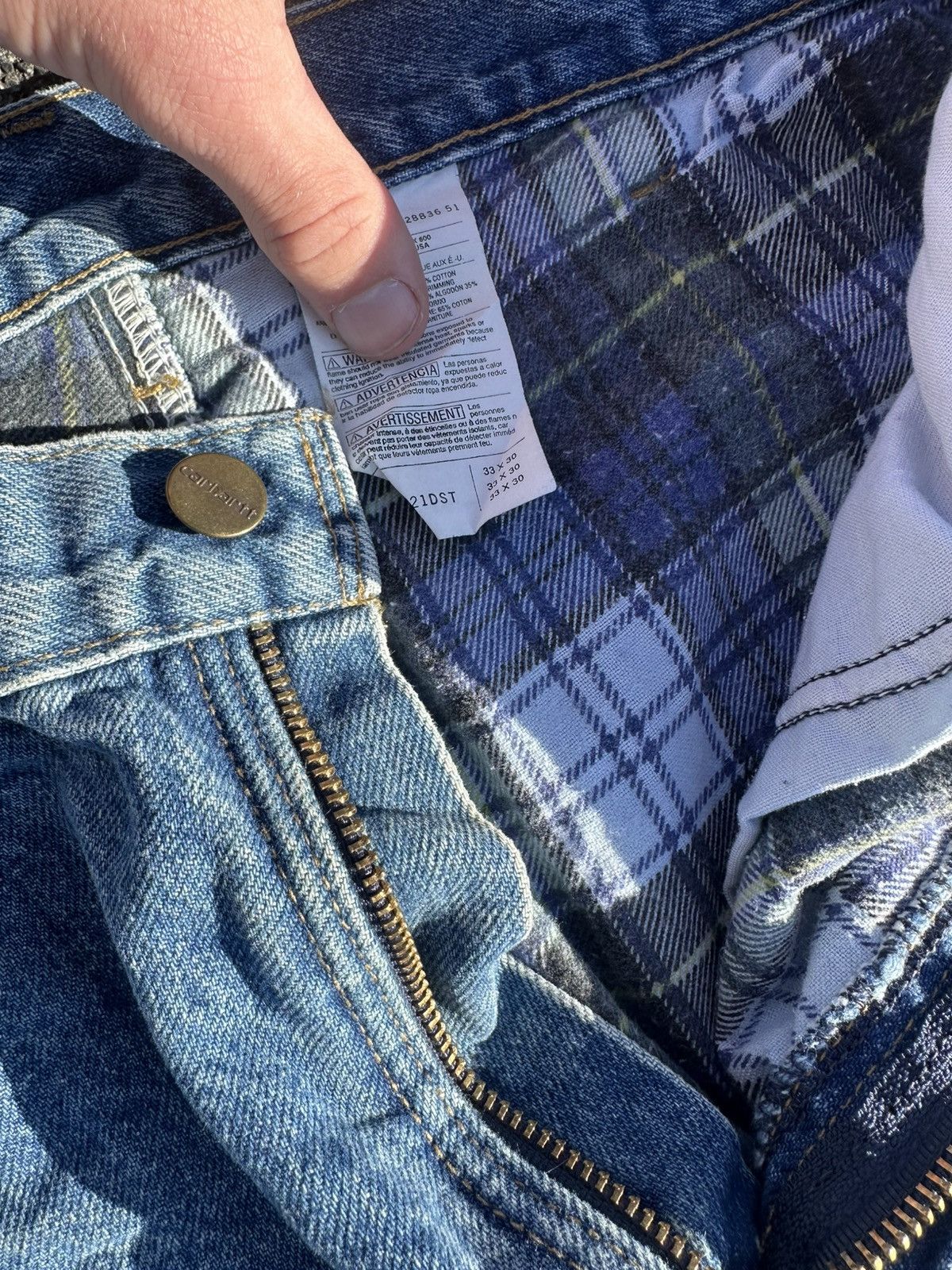 Carhartt Flannel insulated heavy Carhartt blue denim jeans size 33/30 Size US 33 - 5 Thumbnail