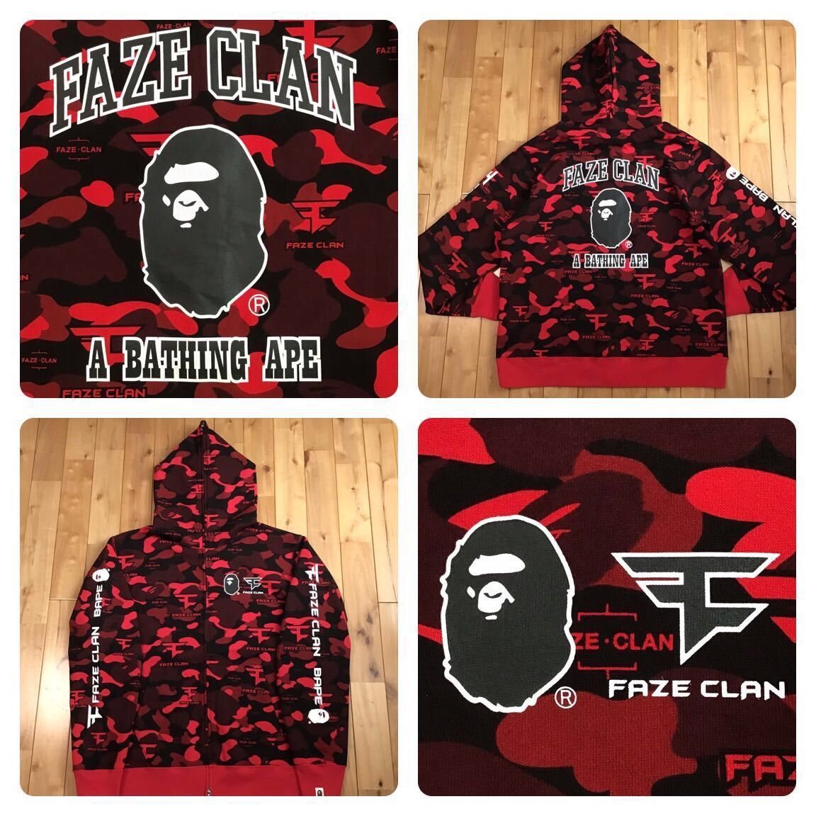 image of 2Xl Bape × Faze Clan Full Zip Hoodie A Bathing Ape in Red Camo, Men's