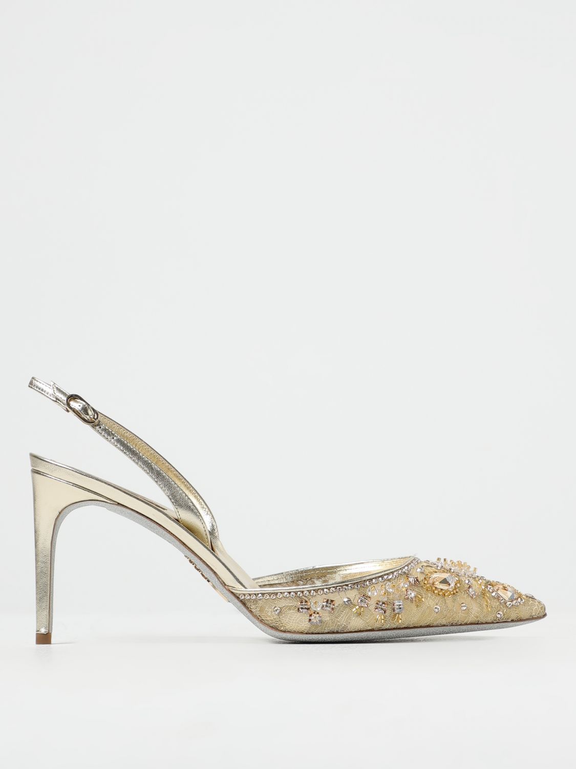 image of Rene Caovilla High Heel Shoes Woman Gold, Women's (Size 10)
