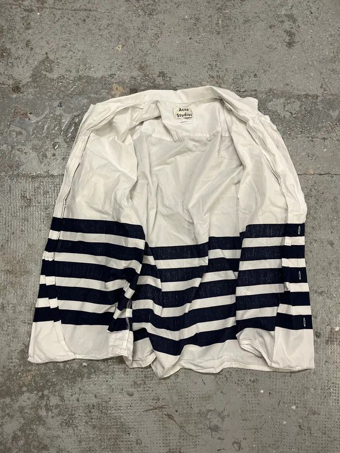 Acne Studios Acne Studios White & Navy Striped Shirt Size US M / EU 48-50 / 2 - 8 Thumbnail