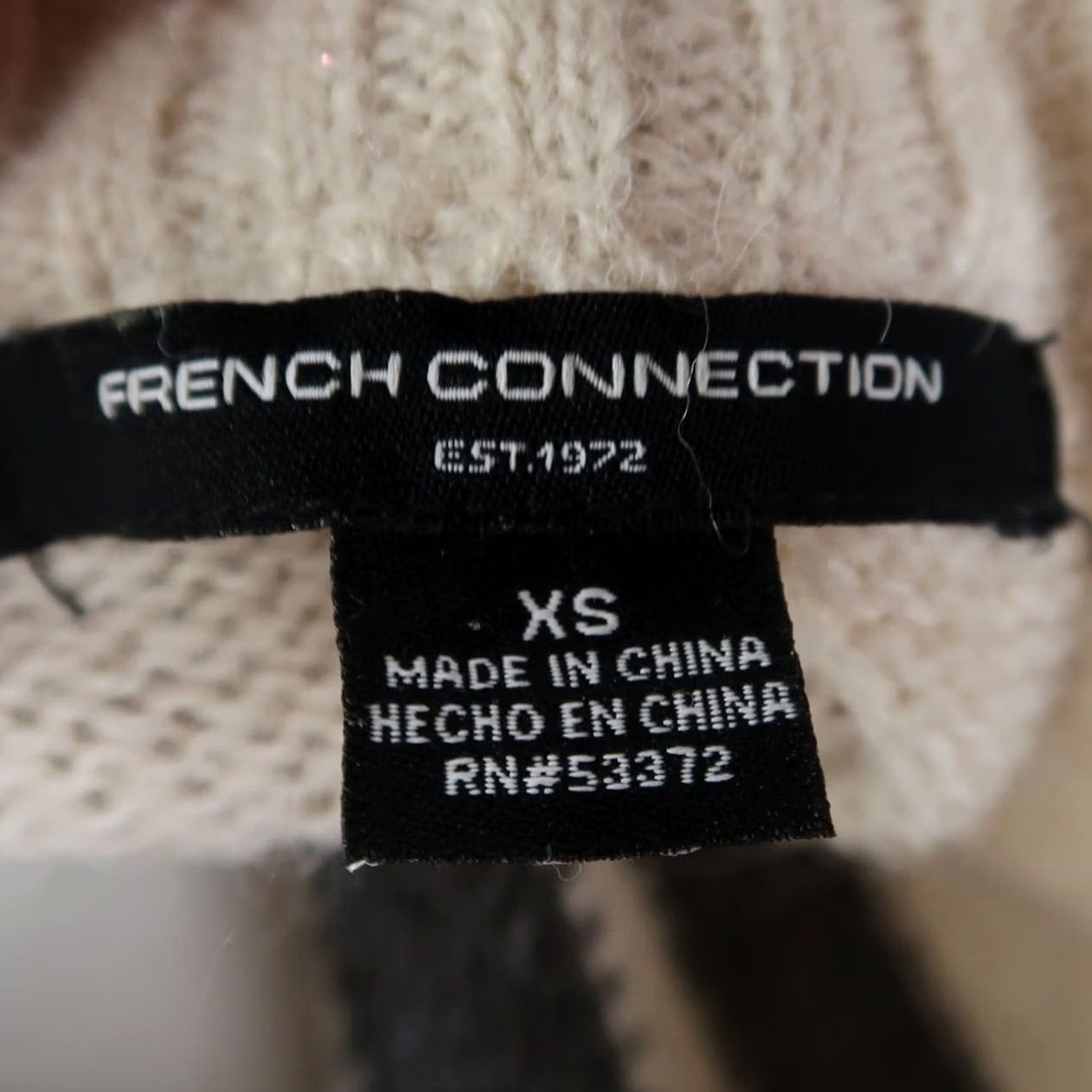 French Connection French Connection Sweater XS Crew Neck Wool Knit Striped Cream Grey Pullover Women Size XS / US 0-2 / IT 36-38 - 5 Thumbnail