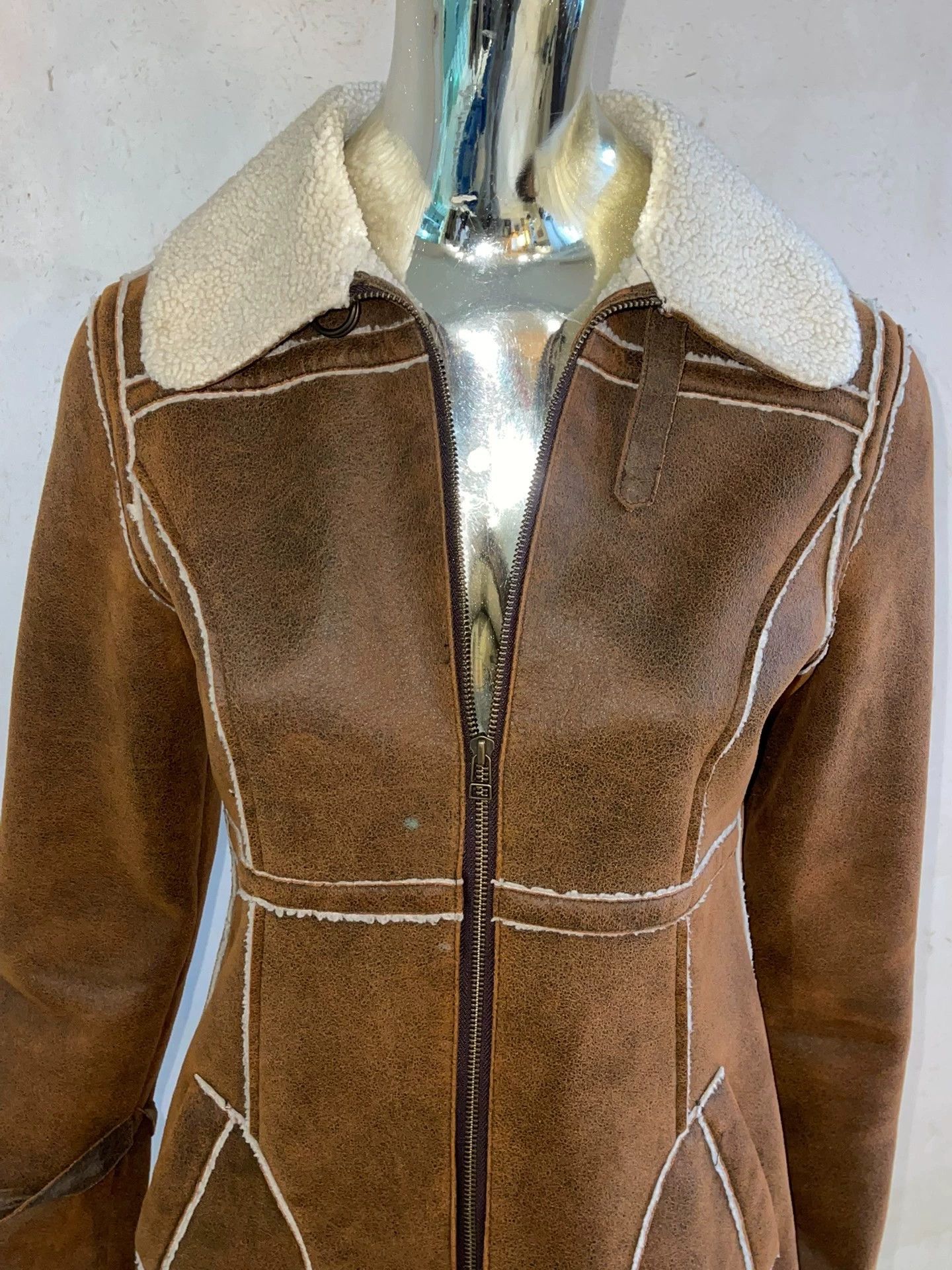 Jean Paul Gaultier JPG 90s Earth Logo Fur-Lined Leather Coat Size 40 Size S / US 4 / IT 40 - 3 Thumbnail