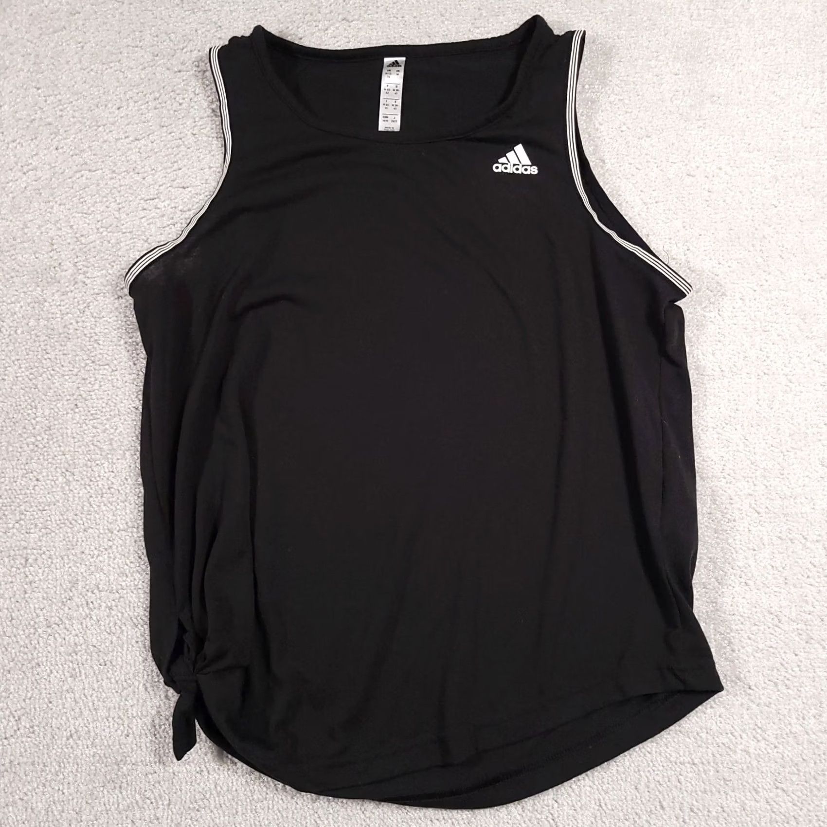 Adidas VINTAGE? No — Adidas Running Tank Women Medium Black Side Tie Short Athletic Shirt Size 32" / US 10 / IT 46 - 2 Thumbnail