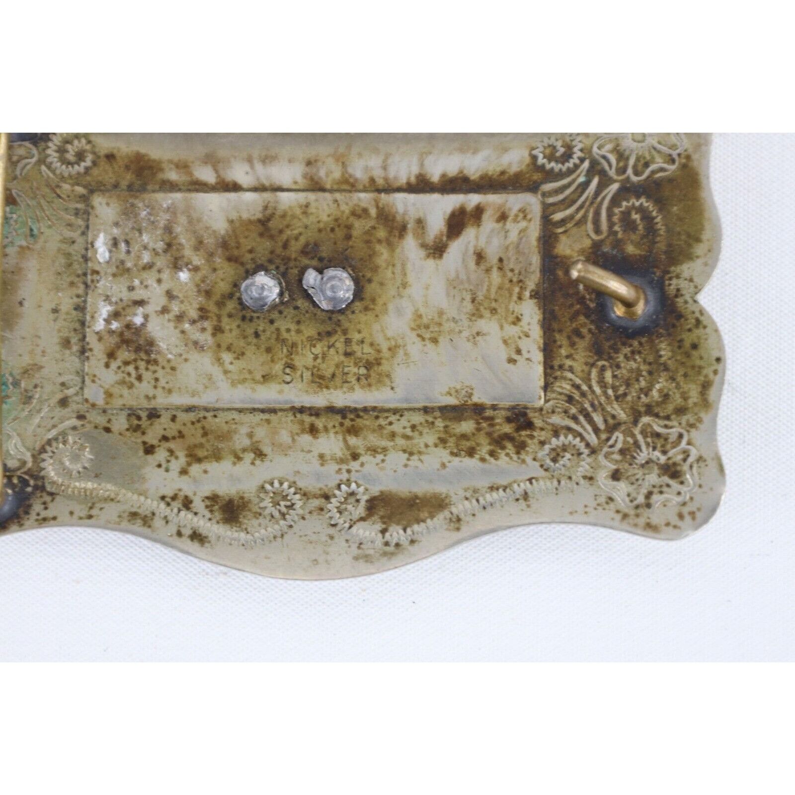 Vintage Vintage 70s Rockabilly Flower Bucking Horse Belt Buckle Size ONE SIZE - 5 Thumbnail