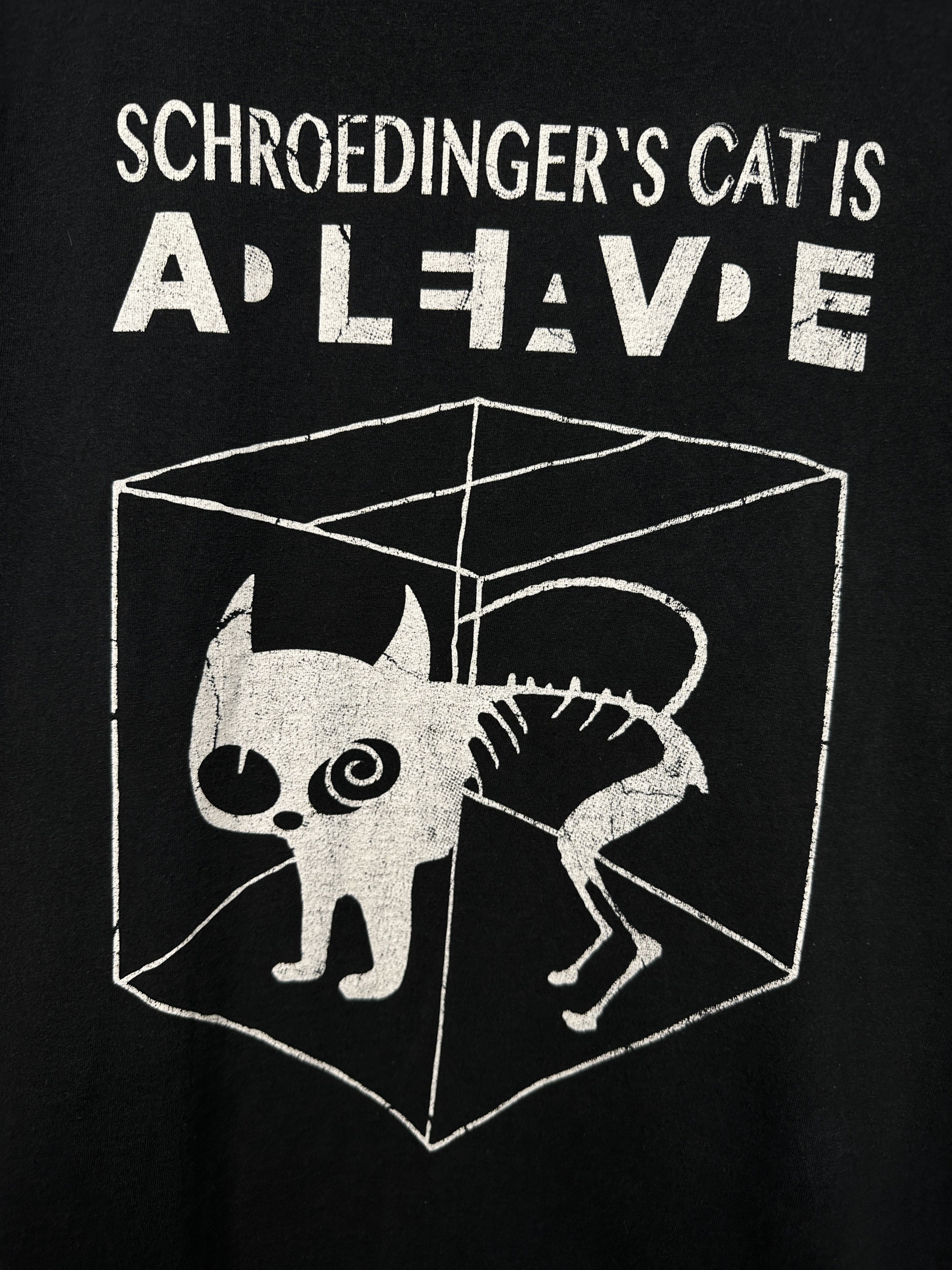 Vintage Schroedingers Cat Is Alive Dead Mens T-Shirt Size US L / EU 52-54 / 3 - 3 Thumbnail