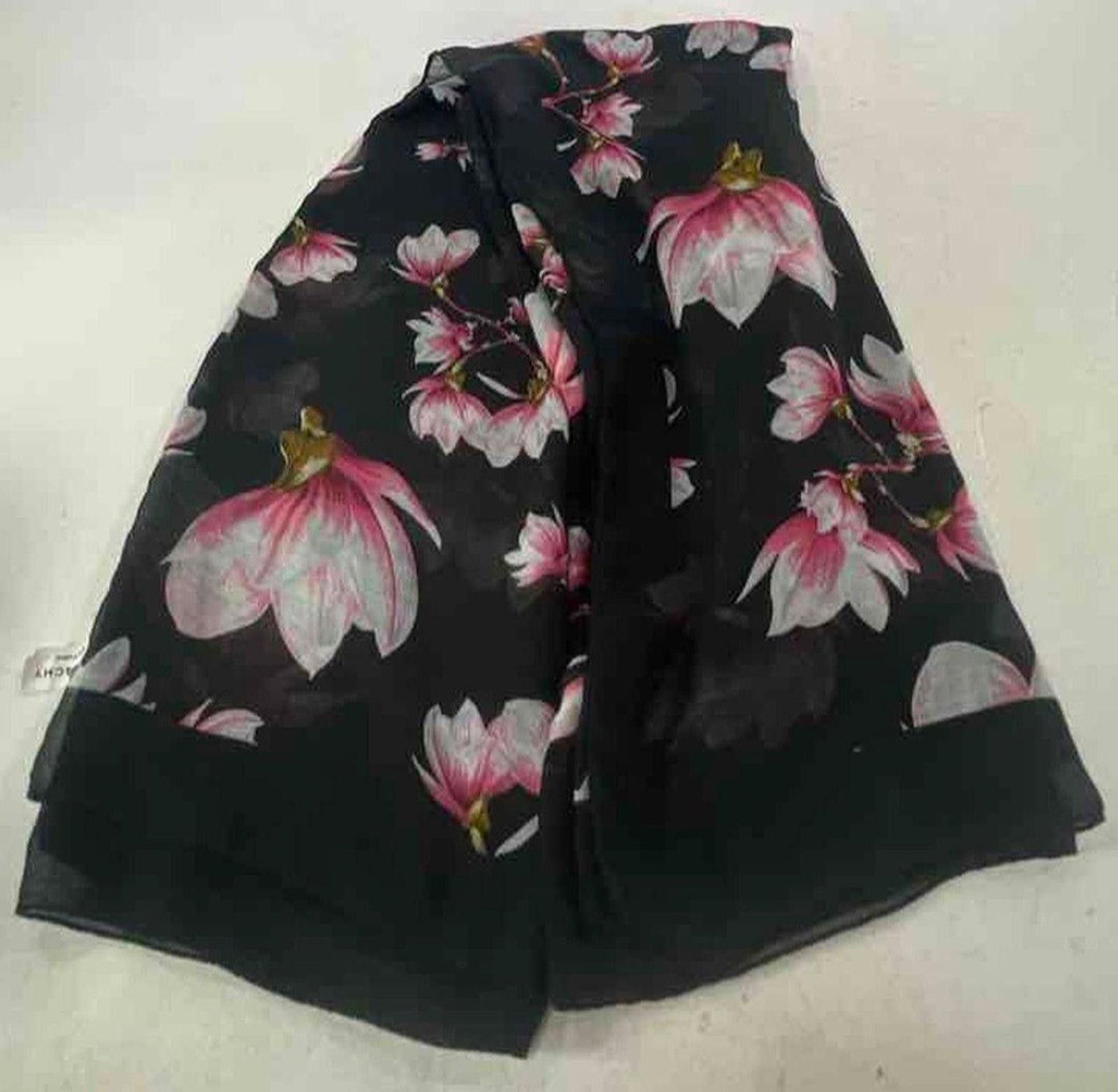 Other Floral Silk Scarf – Black & Pink Magnolia Print Size ONE SIZE - 1 Thumbnail