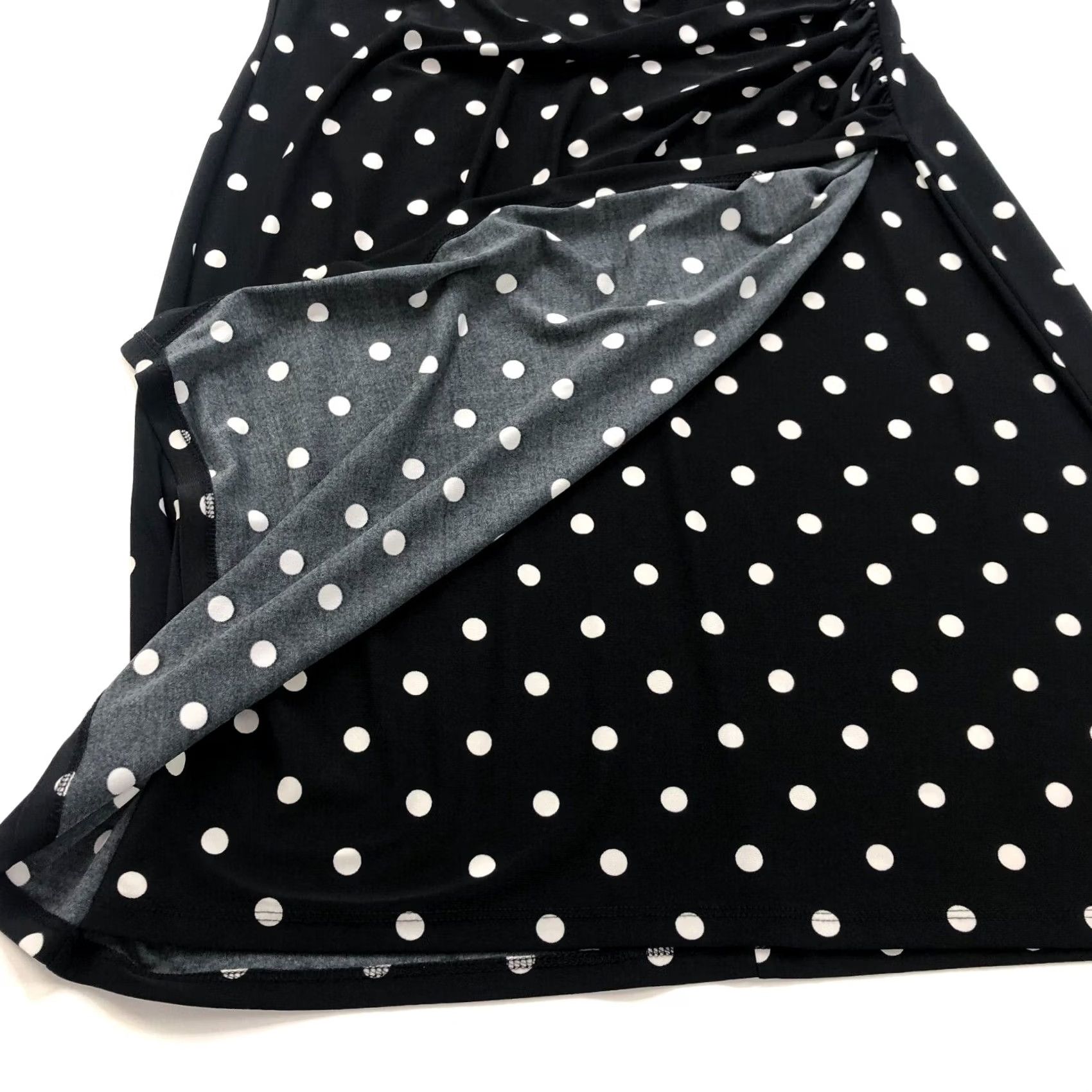 Ralph Lauren Lauren Ralph Lauren V-Neck Faux Wrap Sheath Knee Length Dress Polka Dot 12 Black Womens Sleeveless Casual KS Size XL / US 12-14 / IT 48-50 - 7 Thumbnail
