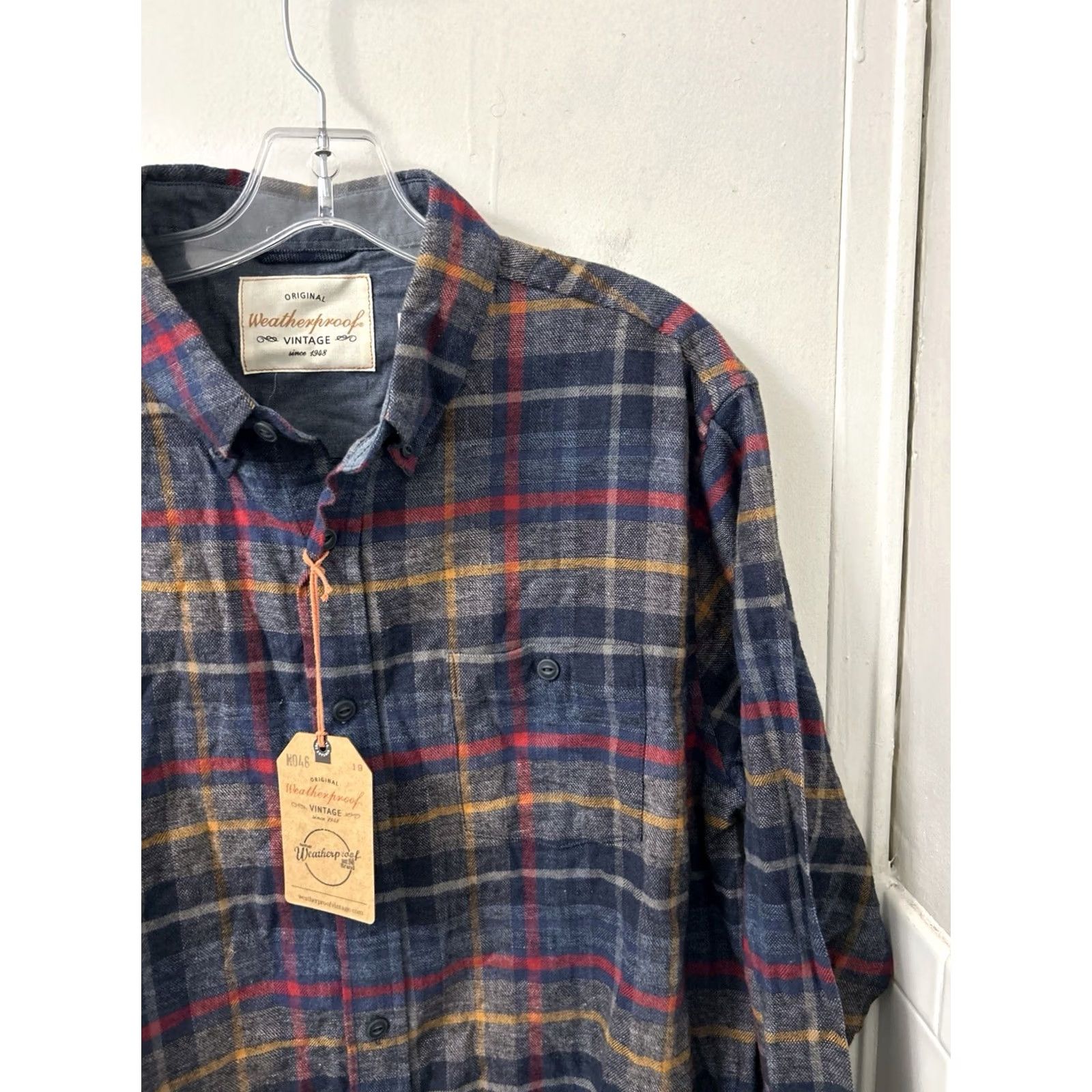 Weatherproof Weatherproof Vintage Button-Down Shirt Mens L Mood Indigo Blue Plaid NWT Size US L / EU 52-54 / 3 - 4 Thumbnail