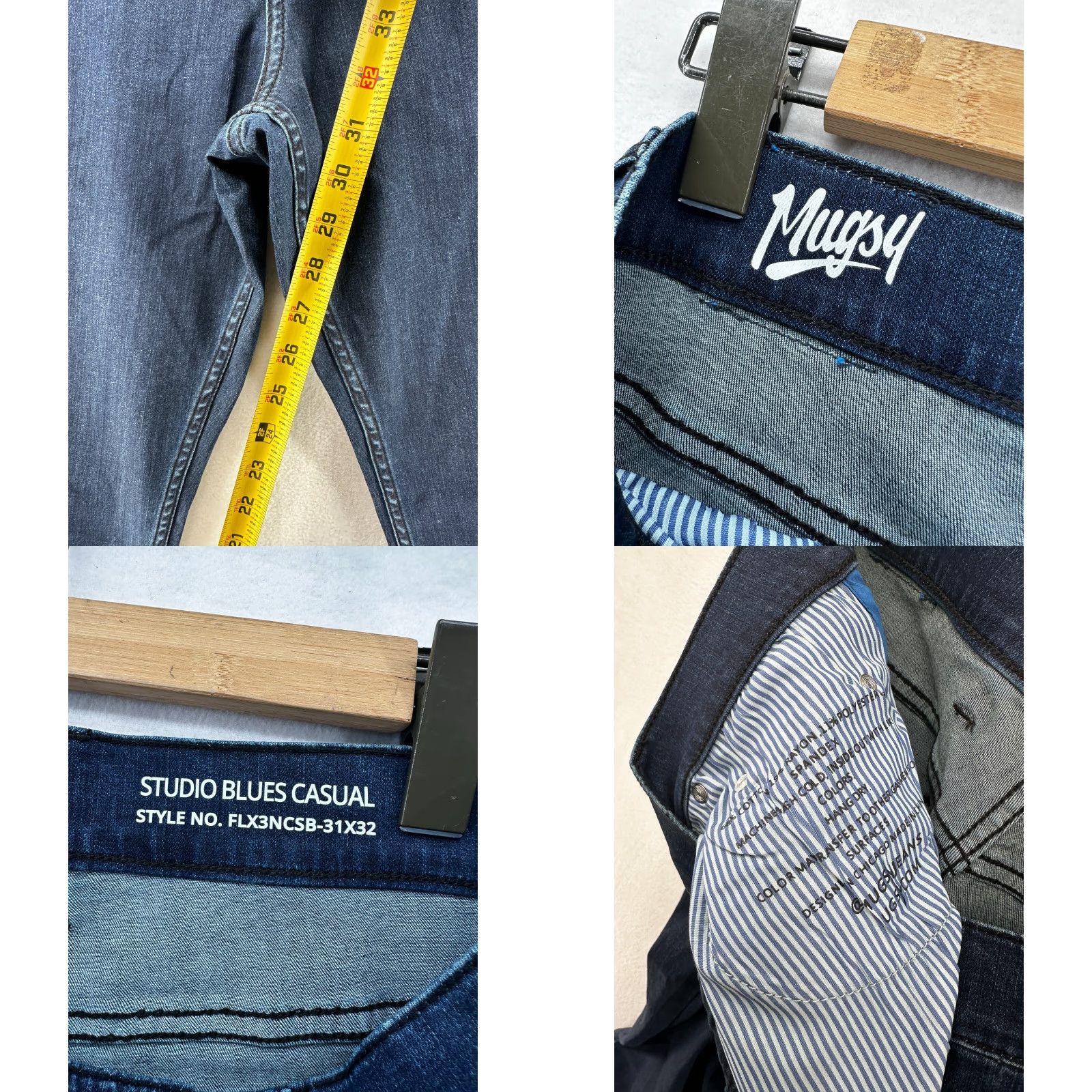 Vintage Mugsy Jeans Studio Blues Mens 31x32 Straight Stretch Denim 5-Pocket Zip Closure Regular Rise blue Size US 31 - 8 Thumbnail