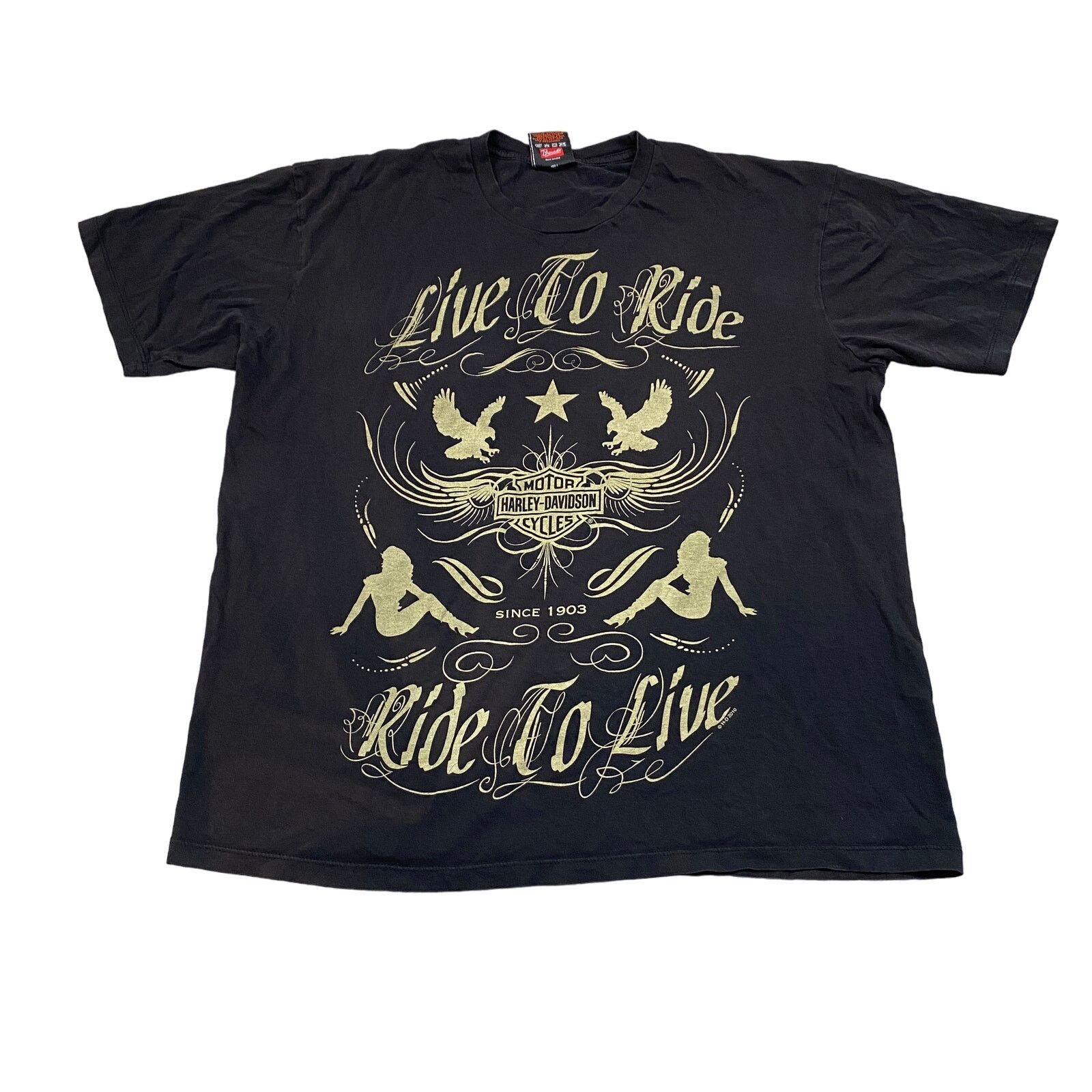 Harley Davidson Harley Davidson Live to Ride Ride to Live Shirt XL Y2K Biker Size US XL / EU 56 / 4 - 1 Thumbnail