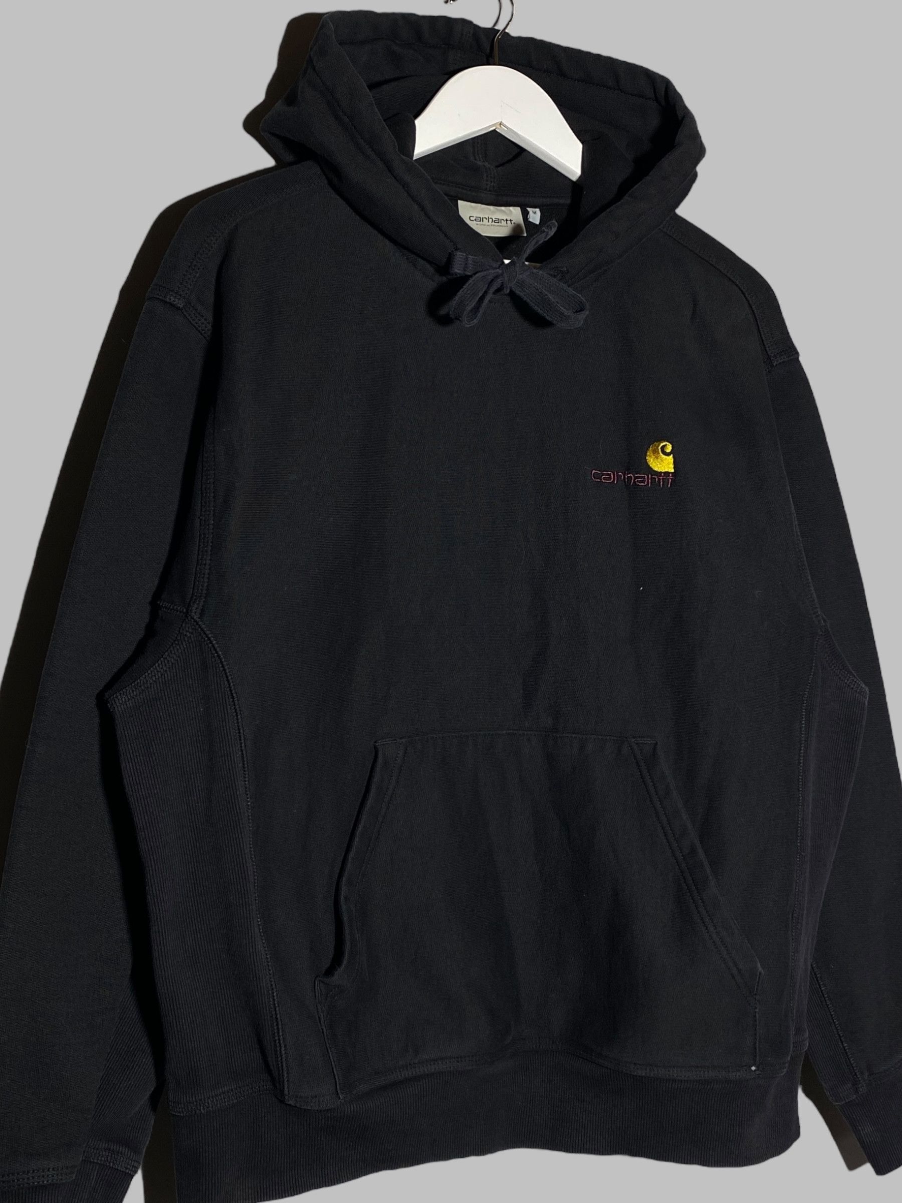 Carhartt 🔥 00s CARHARTT TOTAL BLACK AMERICAN SCRIPT HOODIE Y2K STYLE Size US M / EU 48-50 / 2 - 2 Thumbnail