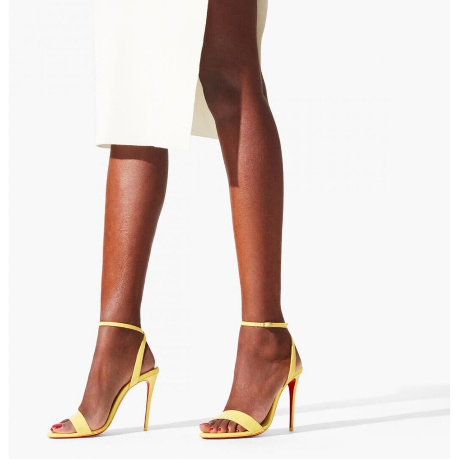 Christian Louboutin Loubigirl 100 Piou Piou Yellow Strap Sandal Heel Pump 38.5 Size US 8.5 / IT 38.5 - 3 Thumbnail