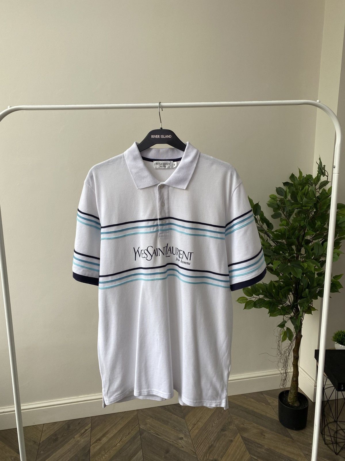 Vintage × Yves Saint Laurent Vintage Yves Saint Laurent Big Logo Print Polo T-shirt Size US XL / EU 56 / 4 - 2 Thumbnail
