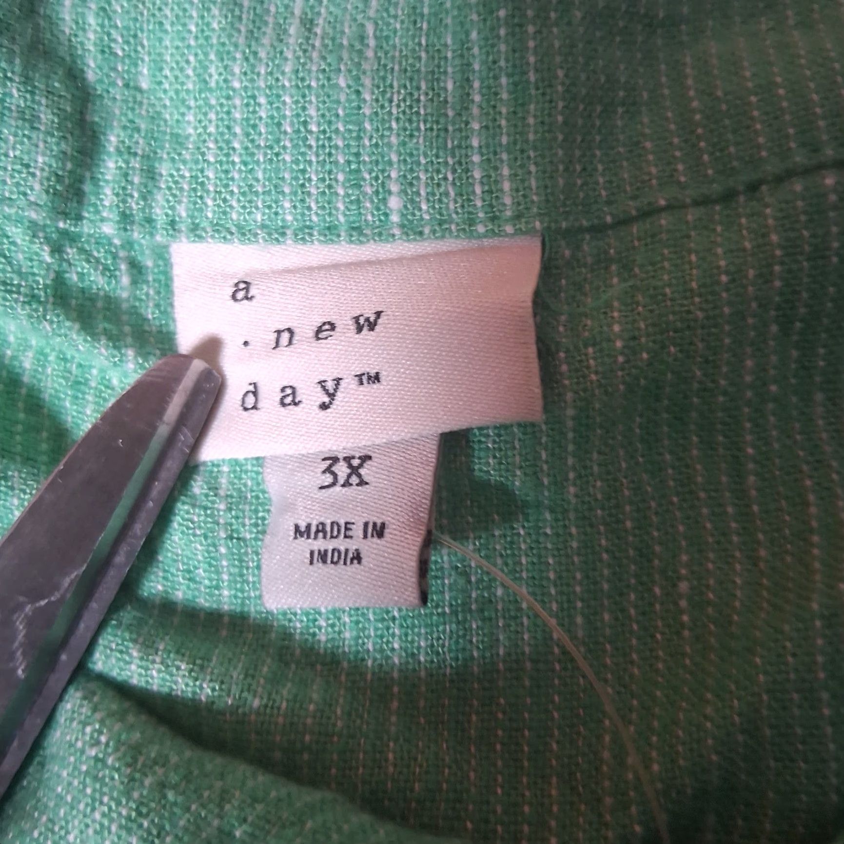 Vintage A New Day Tank Top 3X Plus Linen Rayon Green Striped Sleeveless Tank Women Size XXL / US 16-18 / IT 52-54 - 7 Thumbnail