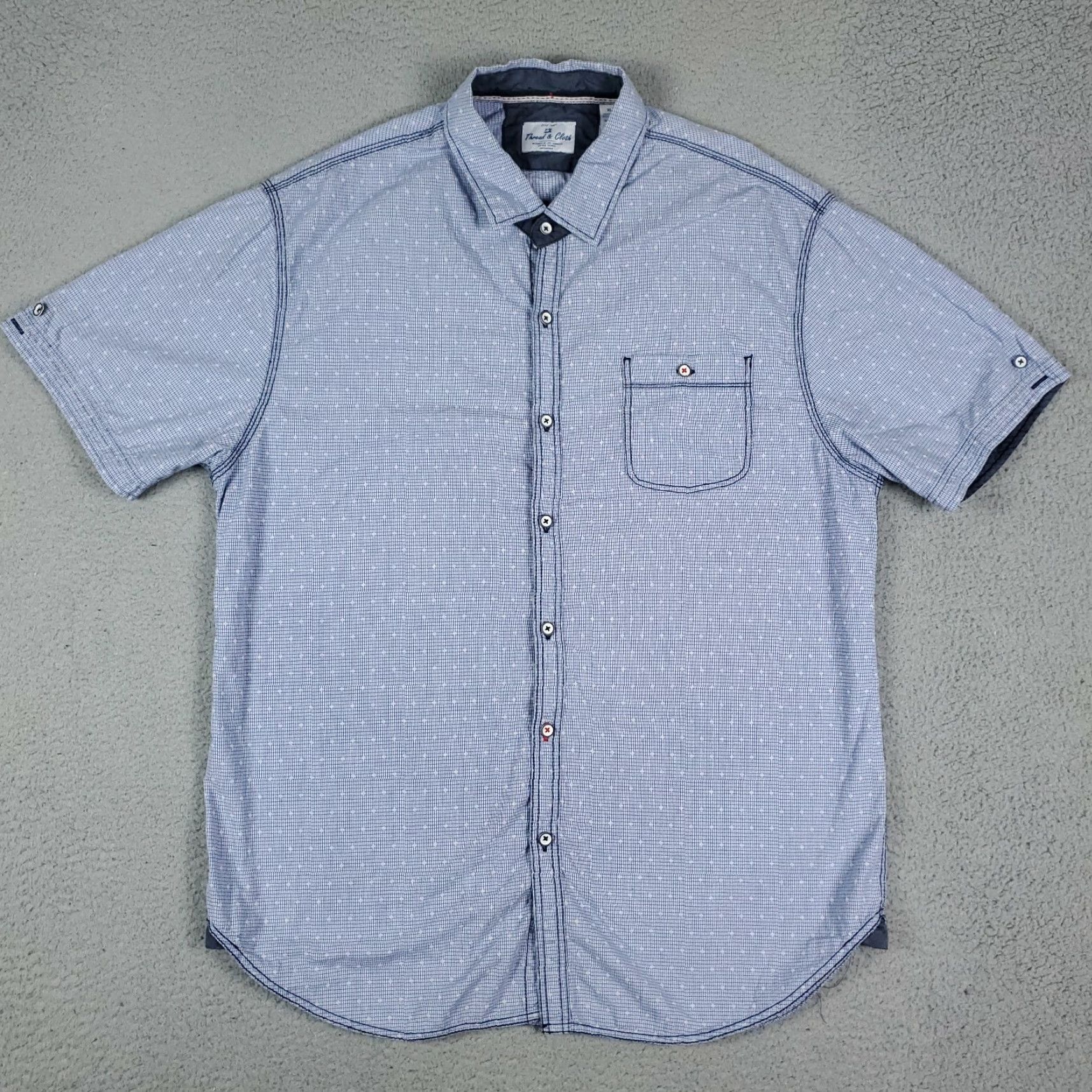Vintage Thread & Cloth Blue Check Short Sleeve Button-Up Shirt XL Mens Casual Modern Size US XL / EU 56 / 4 - 3 Thumbnail