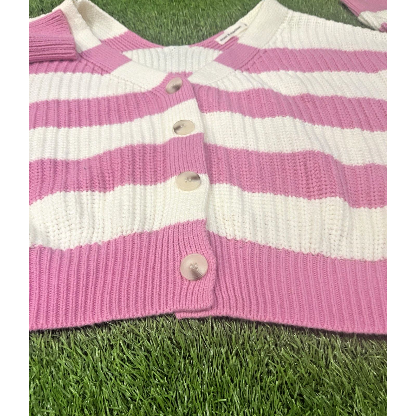Anthropologie MOON & MADISON Cardigan Sweater Women Stripe Pink MEDIUM Size M / US 6-8 / IT 42-44 - 5 Thumbnail