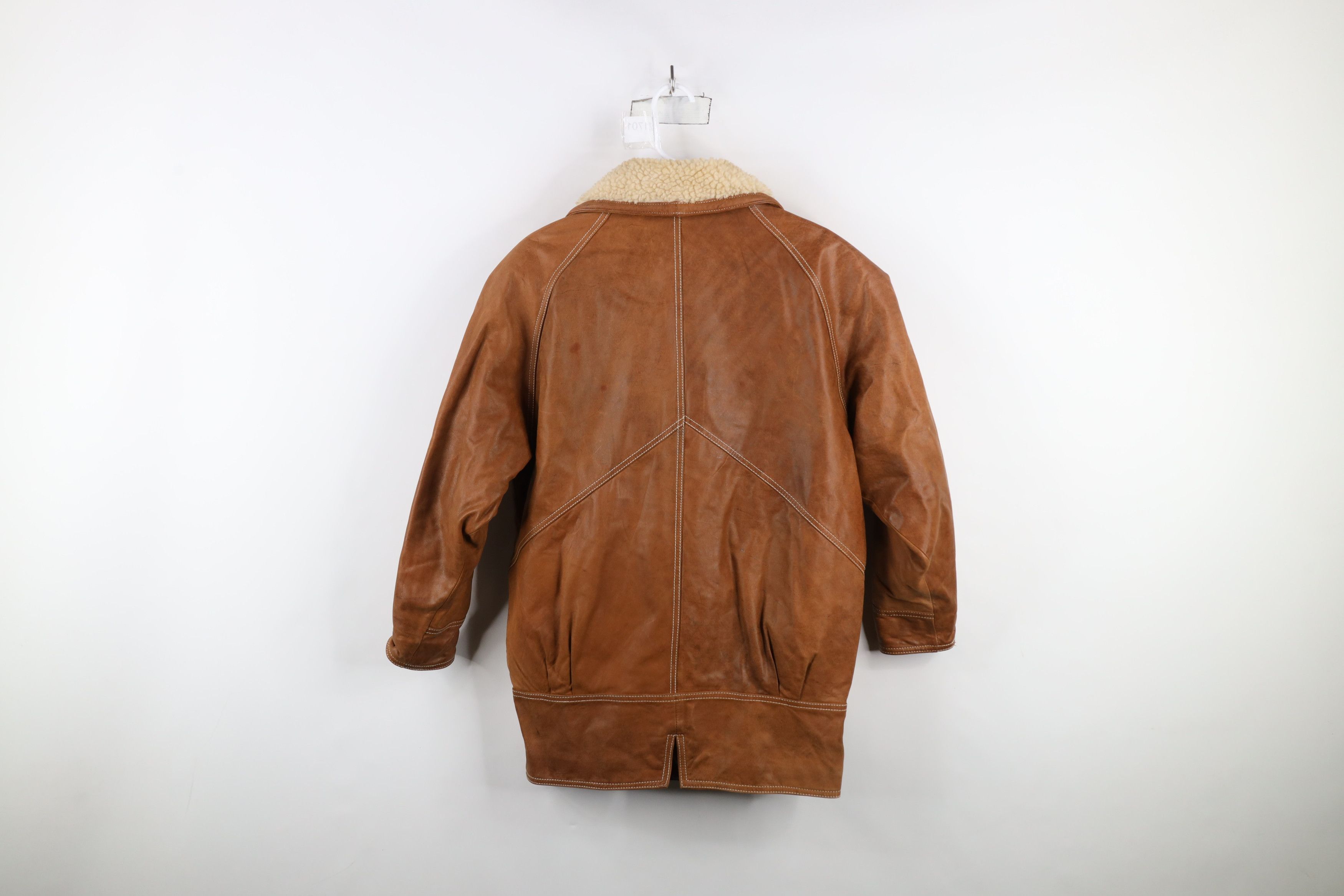 Vintage Vintage 90s Streetwear Shearling Collar Leather Jacket Size S / US 4 / IT 40 - 13 Thumbnail
